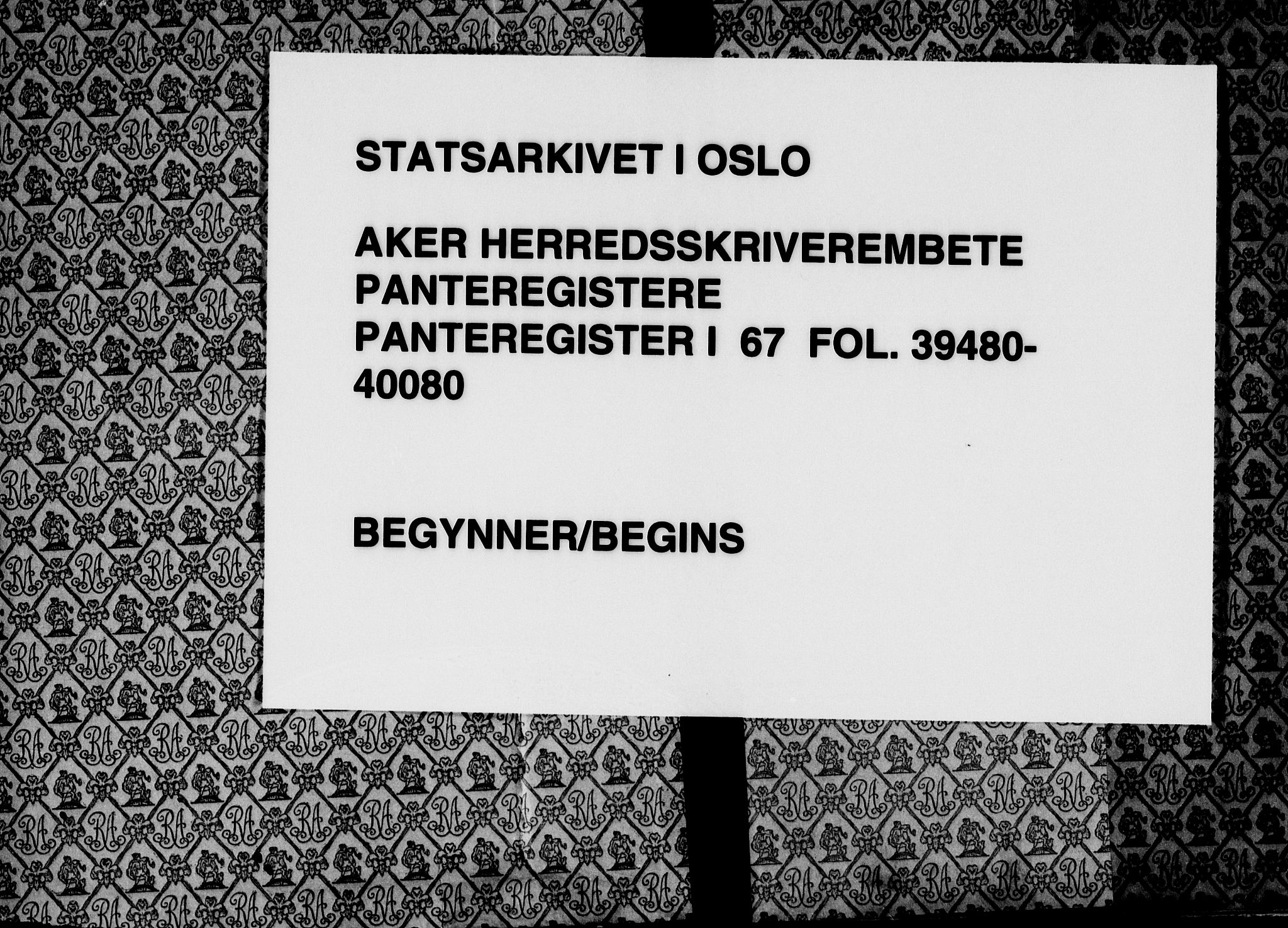 Aker herredsskriveri, SAO/A-10896/G/Ga/Gab/Gaba/L0067: Panteregister nr. I 67, 1926-1950