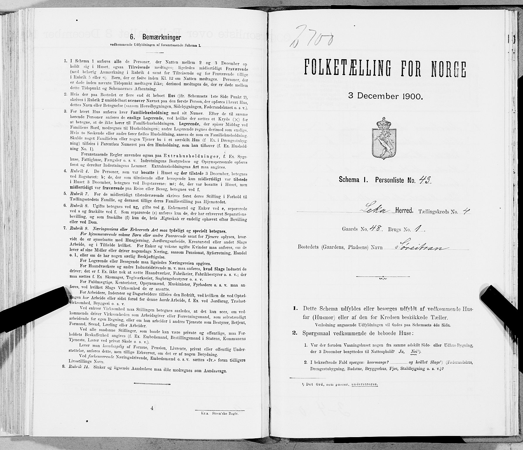 SAT, Folketelling 1900 for 1755 Leka herred, 1900, s. 850
