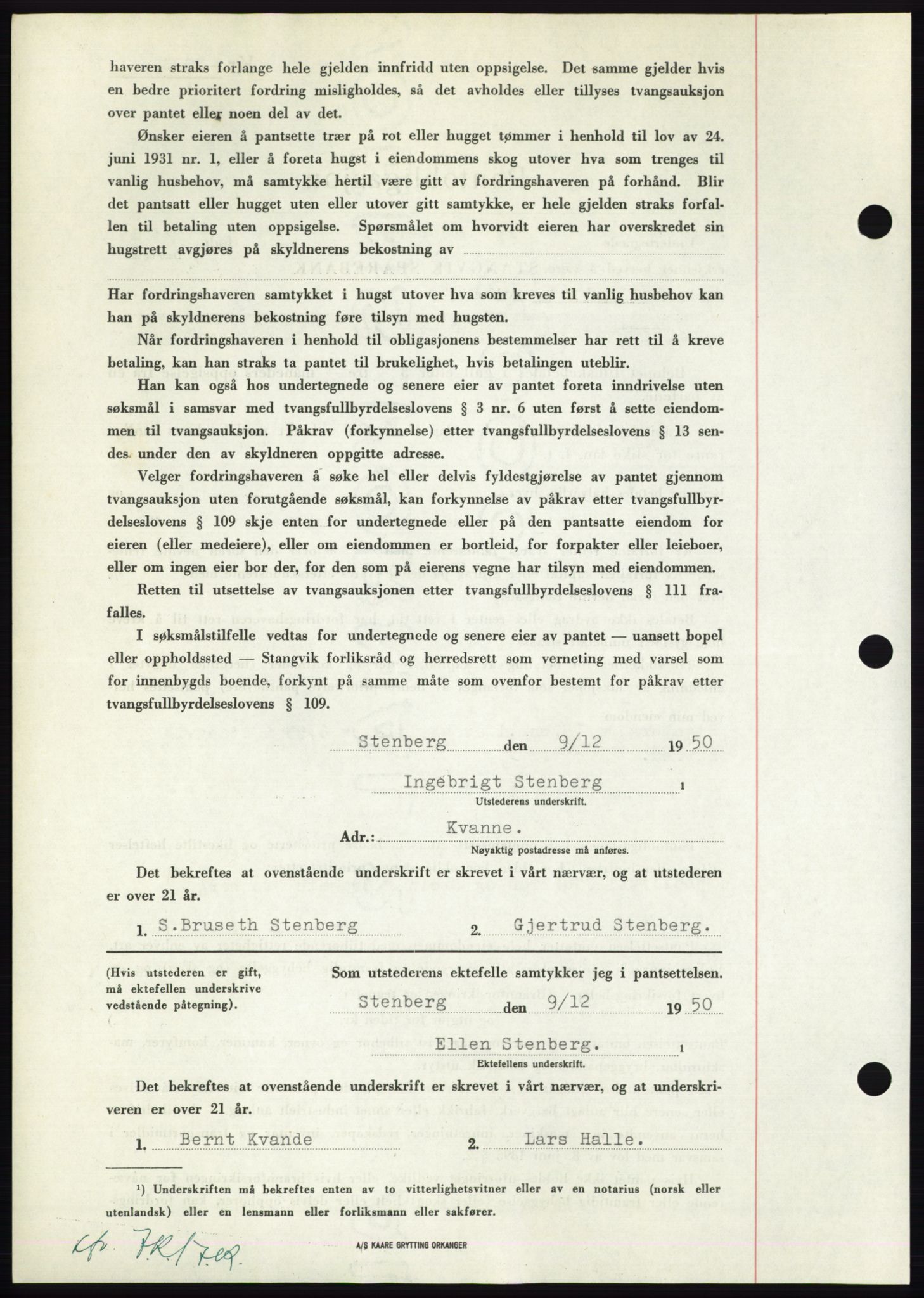 Nordmøre sorenskriveri, AV/SAT-A-4132/1/2/2Ca: Pantebok nr. B106, 1950-1950, Dagboknr: 3961/1950