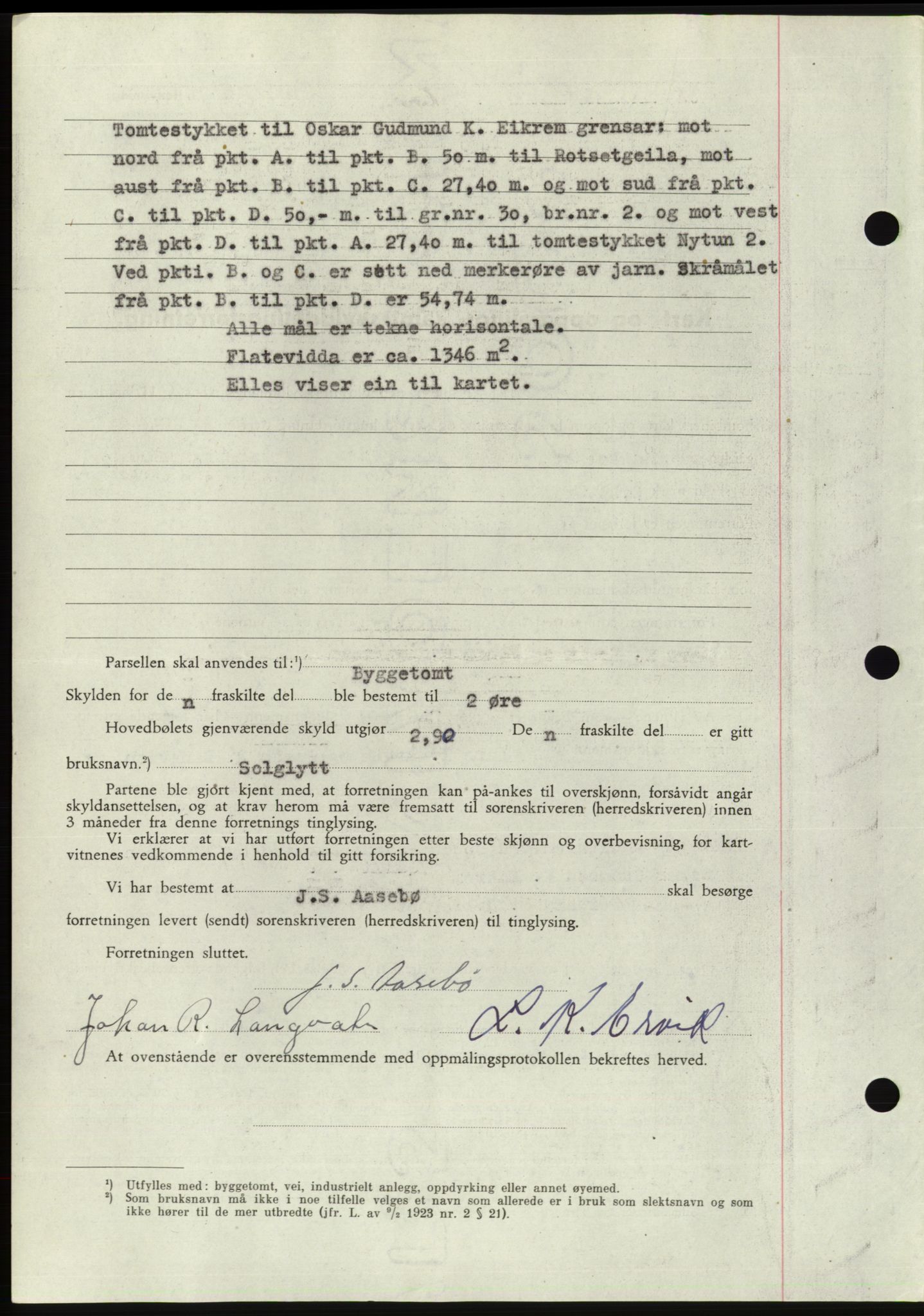 Søre Sunnmøre sorenskriveri, AV/SAT-A-4122/1/2/2C/L0078: Pantebok nr. 4A, 1946-1946, Dagboknr: 840/1946