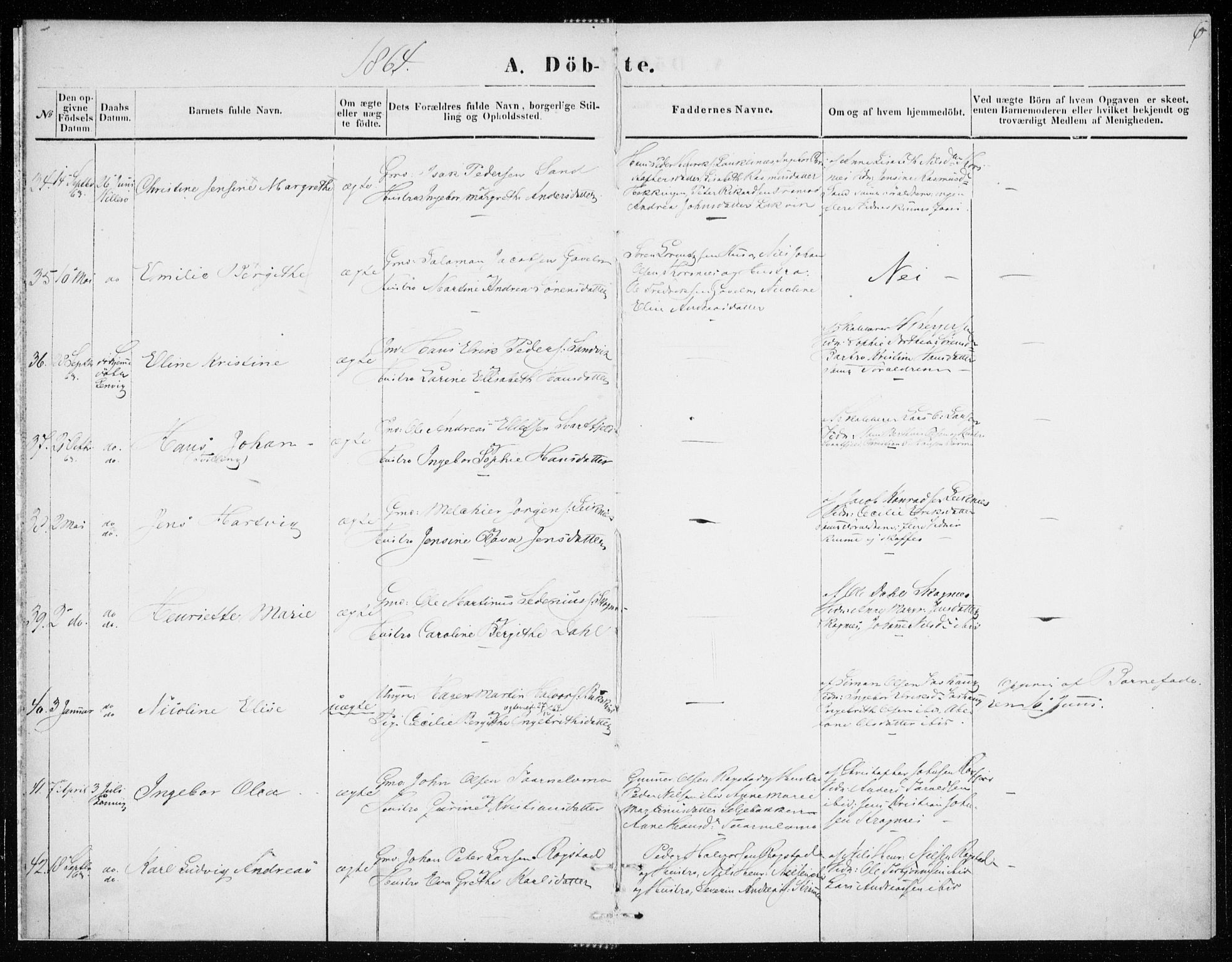 Lenvik sokneprestembete, SATØ/S-1310/H/Ha/Haa/L0008kirke: Ministerialbok nr. 8, 1864-1865, s. 6