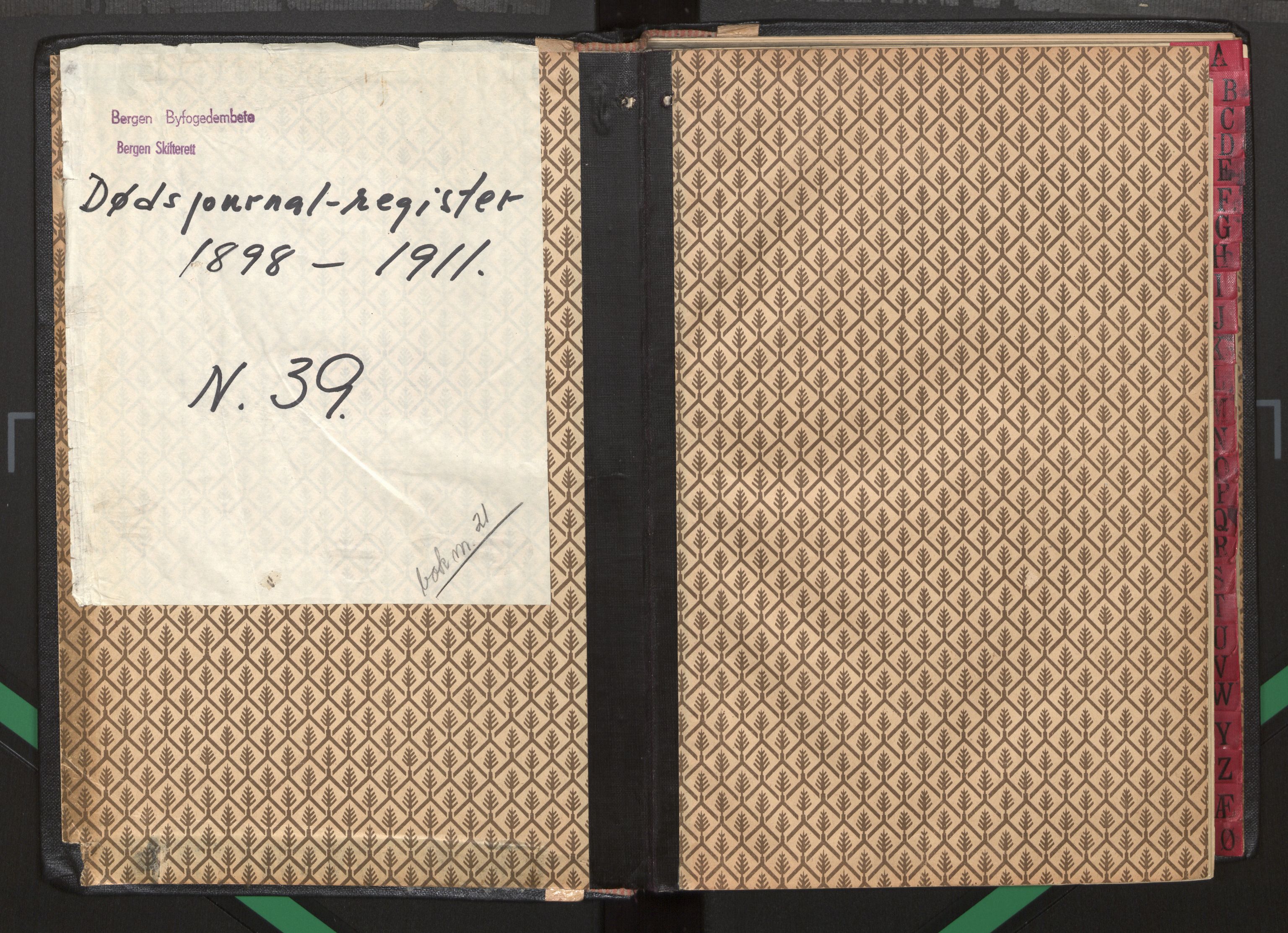 Byfogd og Byskriver i Bergen, SAB/A-3401/06/06Nb/L0001: Register til dødsfalljournaler, 1898-1915
