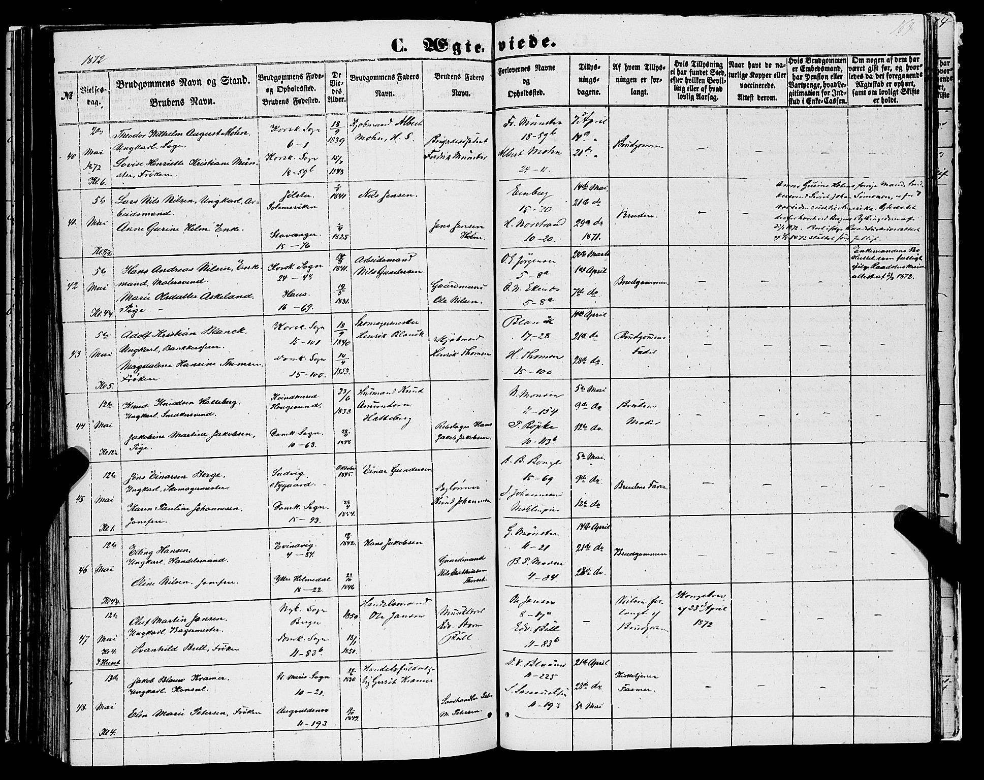 Domkirken sokneprestembete, AV/SAB-A-74801/H/Haa/L0034: Ministerialbok nr. D 2, 1853-1874, s. 169