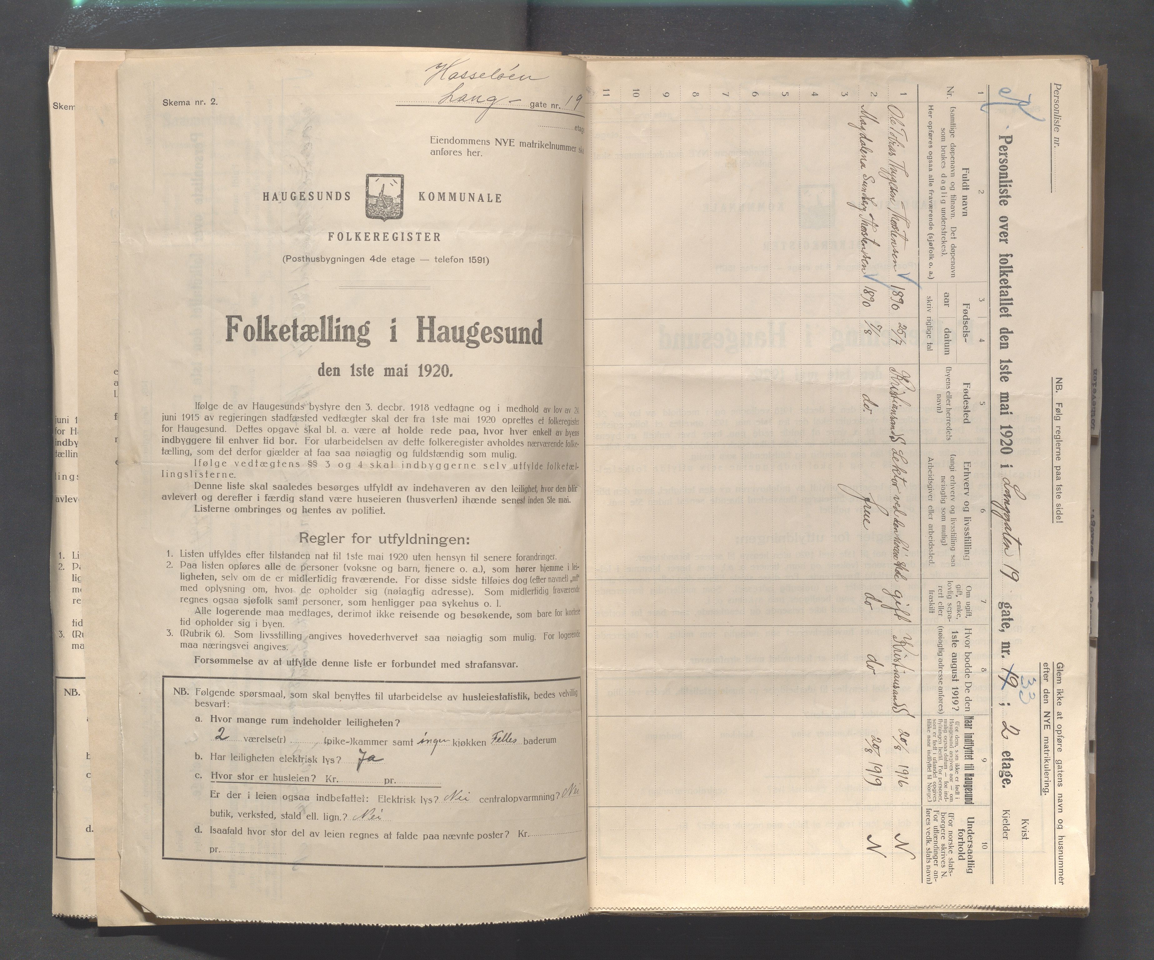 IKAR, Kommunal folketelling 1.5.1920 for Haugesund, 1920, s. 5996