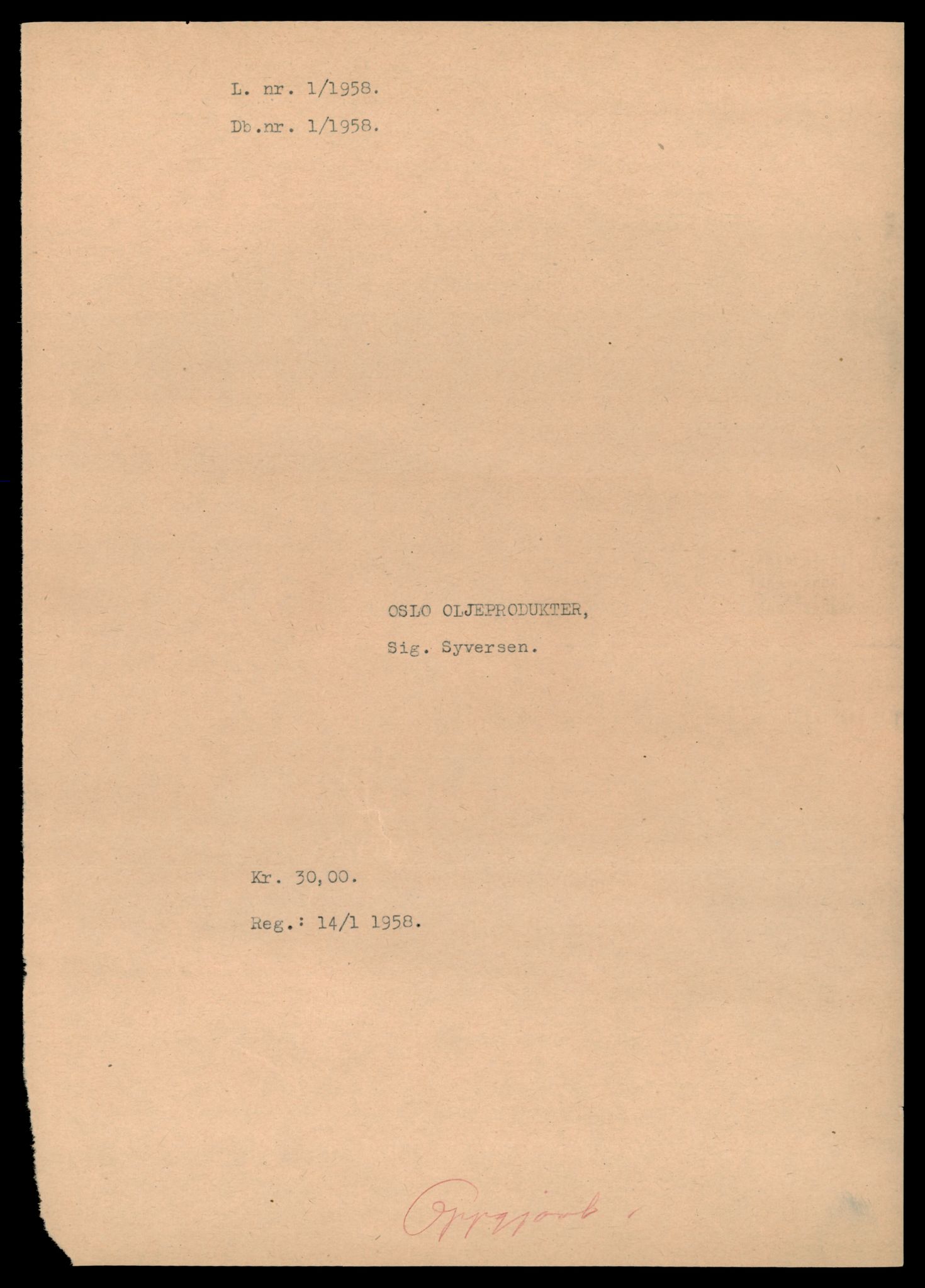 Asker og Bærum tingrett, AV/SAT-A-10379/K/Kb/Kba/L0091: Enkeltmannsforetak, aksjeselskap og andelslag i Asker og Vestre Bærum 1/1958 - 99/1961, 1958-1961, s. 1