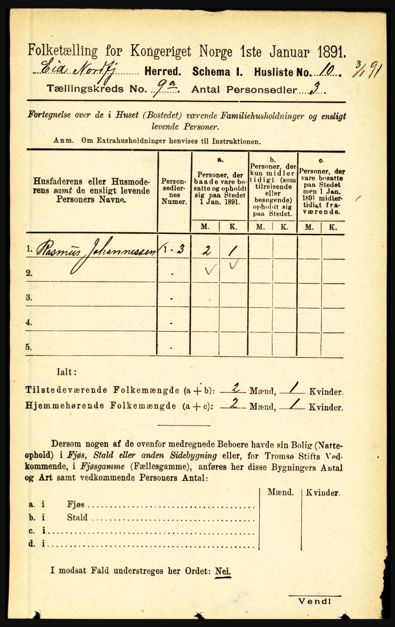 RA, Folketelling 1891 for 1443 Eid herred, 1891, s. 2156
