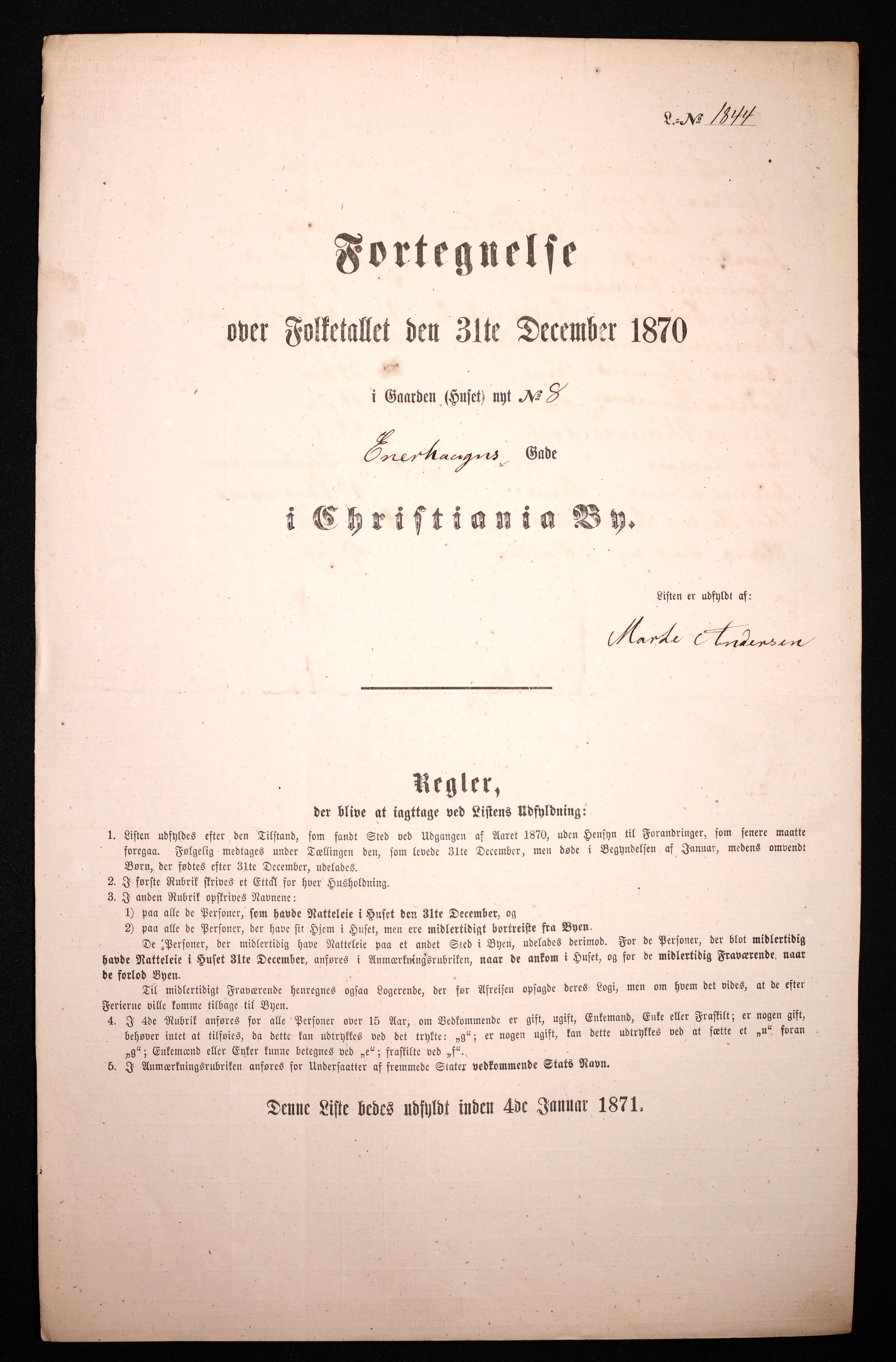 RA, Folketelling 1870 for 0301 Kristiania kjøpstad, 1870, s. 827