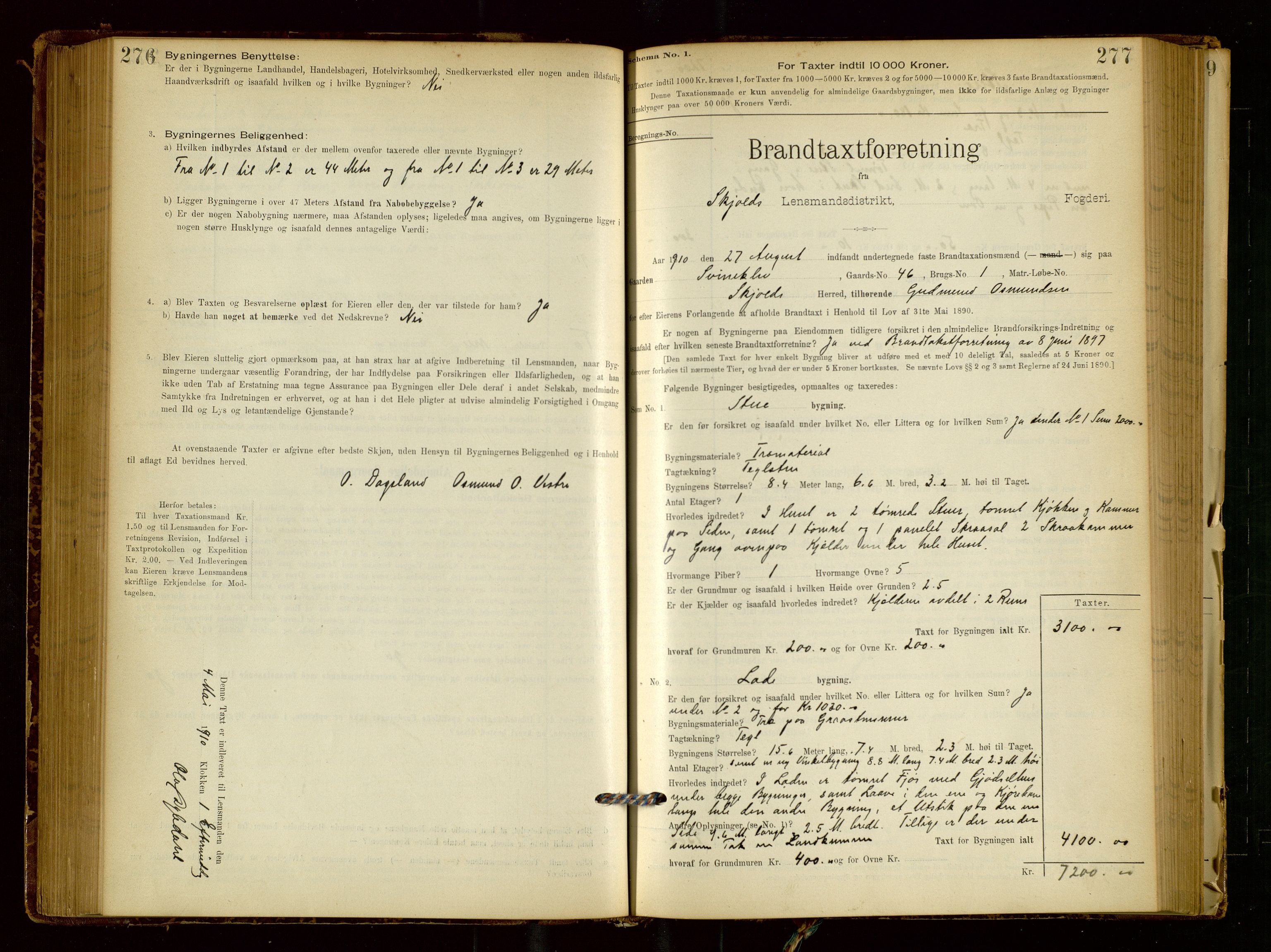 Skjold lensmannskontor, AV/SAST-A-100182/Gob/L0001: "Brandtaxationsprotokol for Skjold Lensmandsdistrikt Ryfylke Fogderi", 1894-1939, s. 276-277