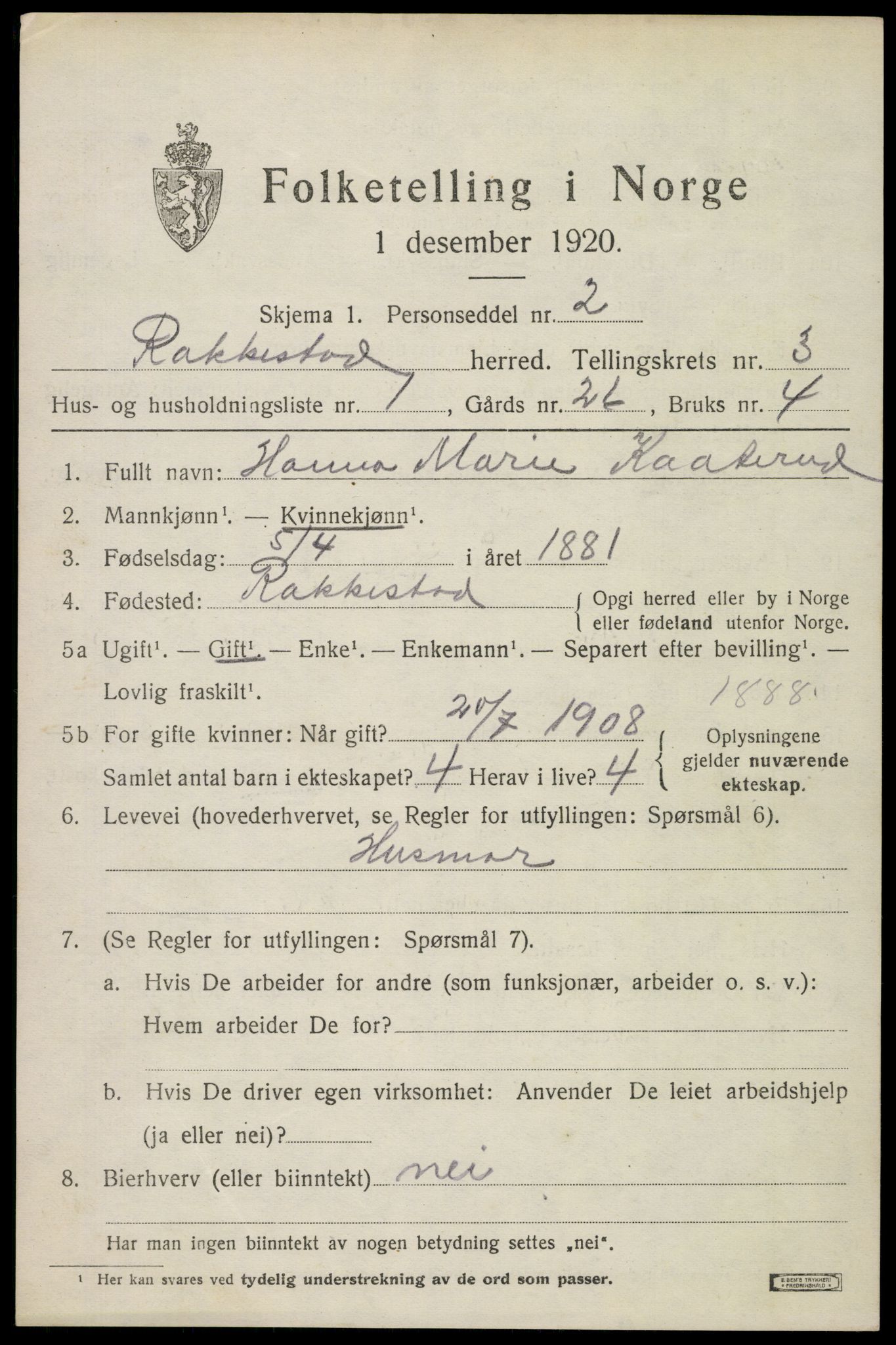 SAO, Folketelling 1920 for 0128 Rakkestad herred, 1920, s. 4427