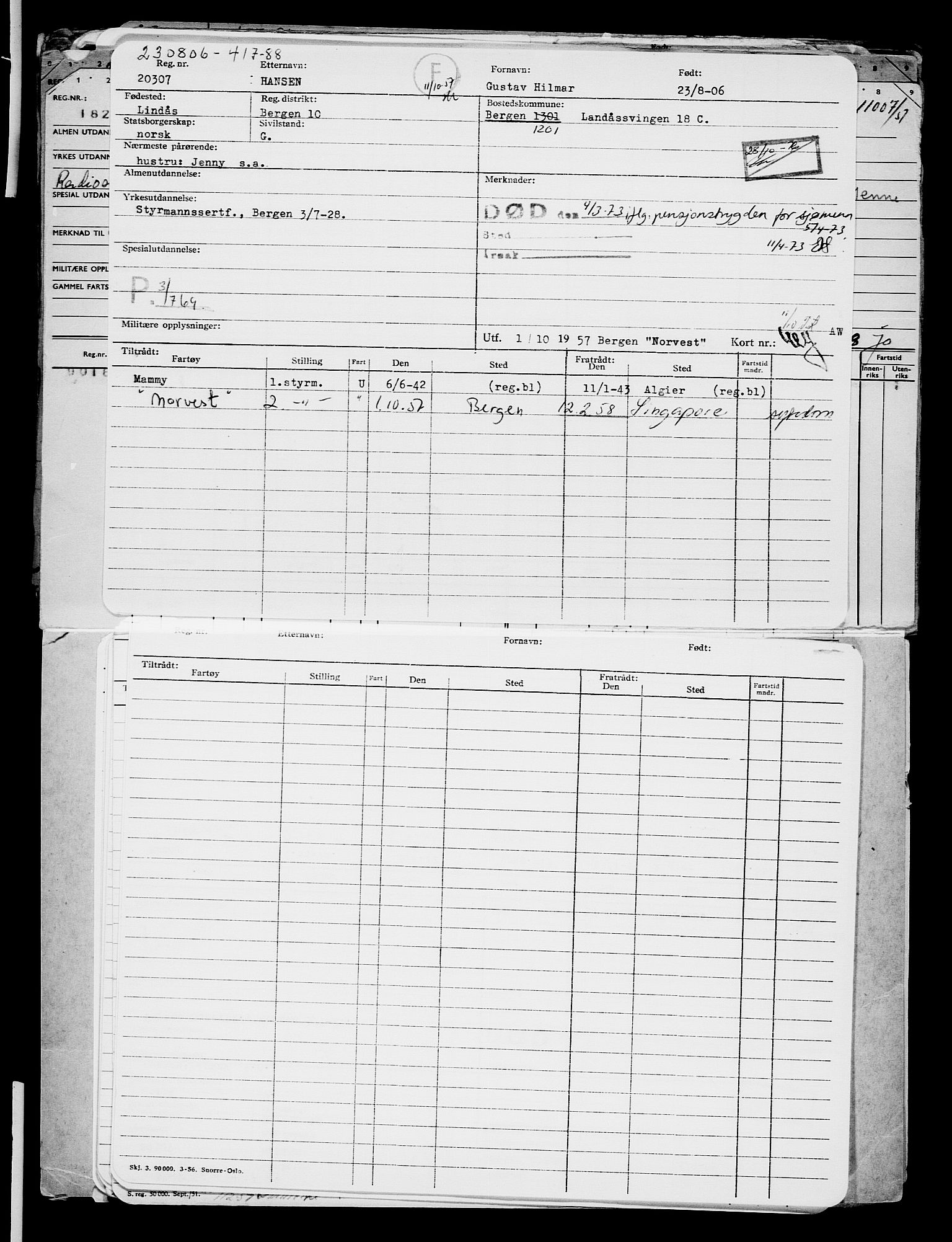 Direktoratet for sjømenn, AV/RA-S-3545/G/Gb/L0066: Hovedkort, 1906, s. 607