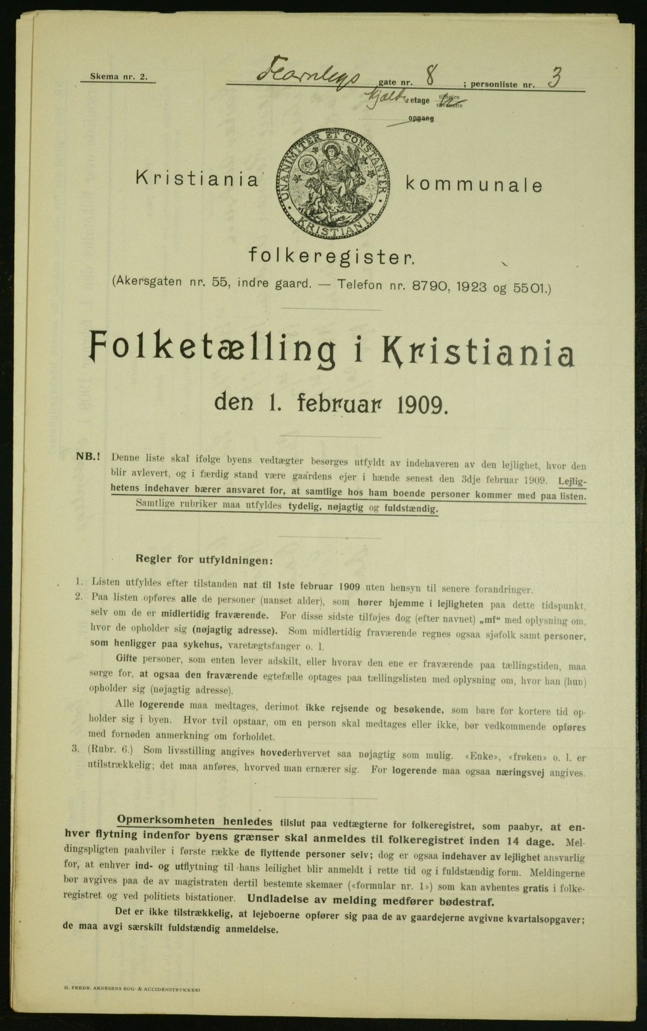 OBA, Kommunal folketelling 1.2.1909 for Kristiania kjøpstad, 1909, s. 21606