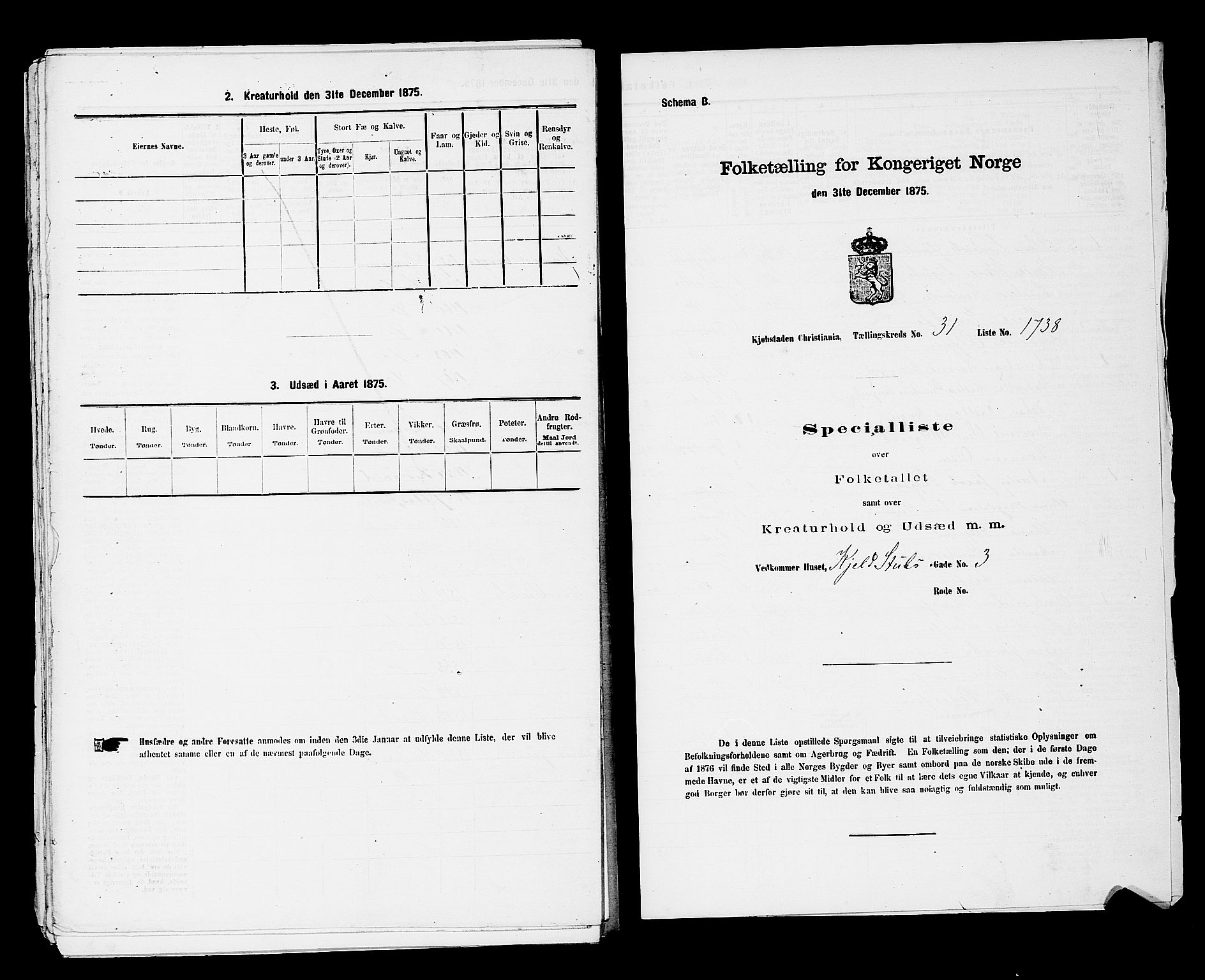 RA, Folketelling 1875 for 0301 Kristiania kjøpstad, 1875, s. 5058