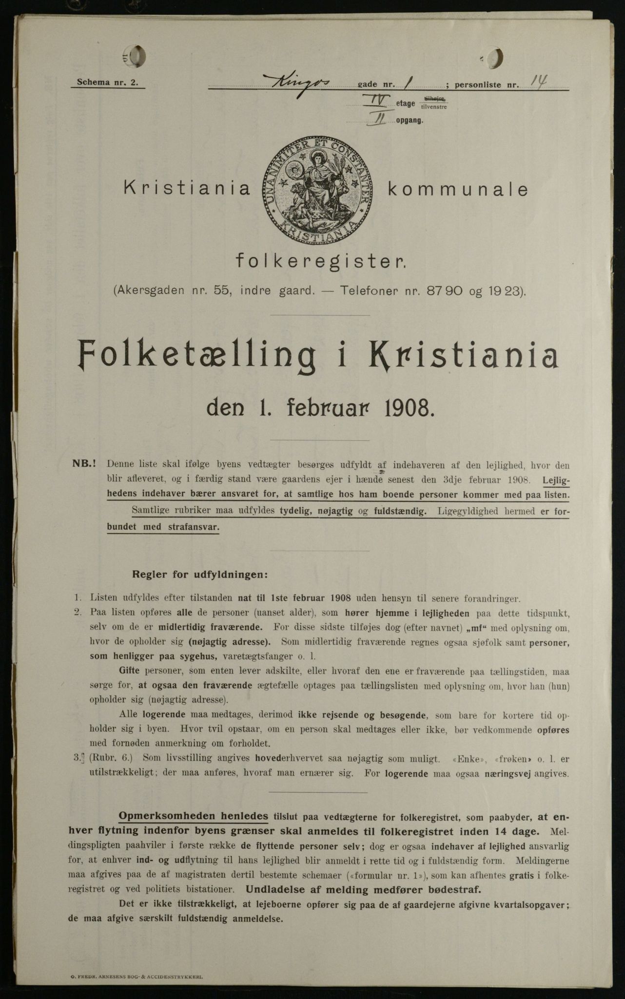 OBA, Kommunal folketelling 1.2.1908 for Kristiania kjøpstad, 1908, s. 44339