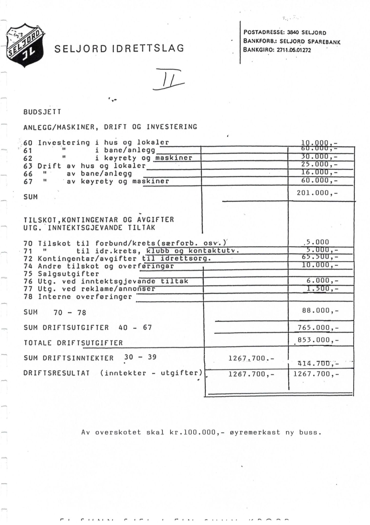 Seljord Idrettslag, VTM/A-1034/A/Ab/L0002: Årsmeldingar, 1992