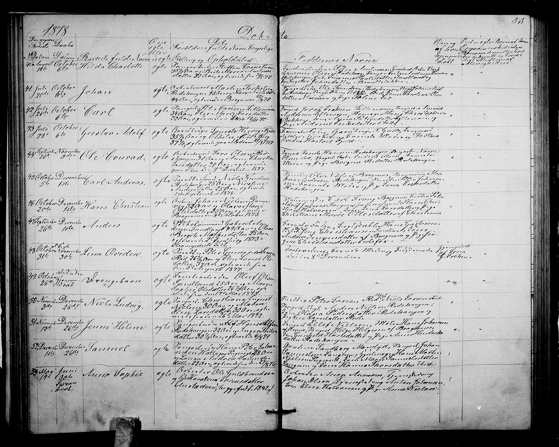 Strømsgodset kirkebøker, AV/SAKO-A-324/G/Ga/L0001: Klokkerbok nr. 1, 1860-1884, s. 53