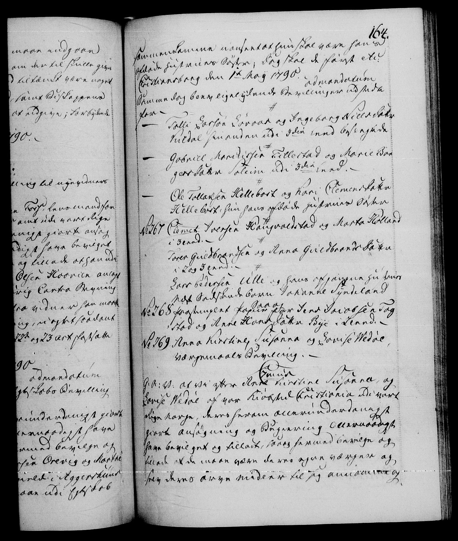 Danske Kanselli 1572-1799, RA/EA-3023/F/Fc/Fca/Fcaa/L0053: Norske registre, 1790-1791, s. 164a