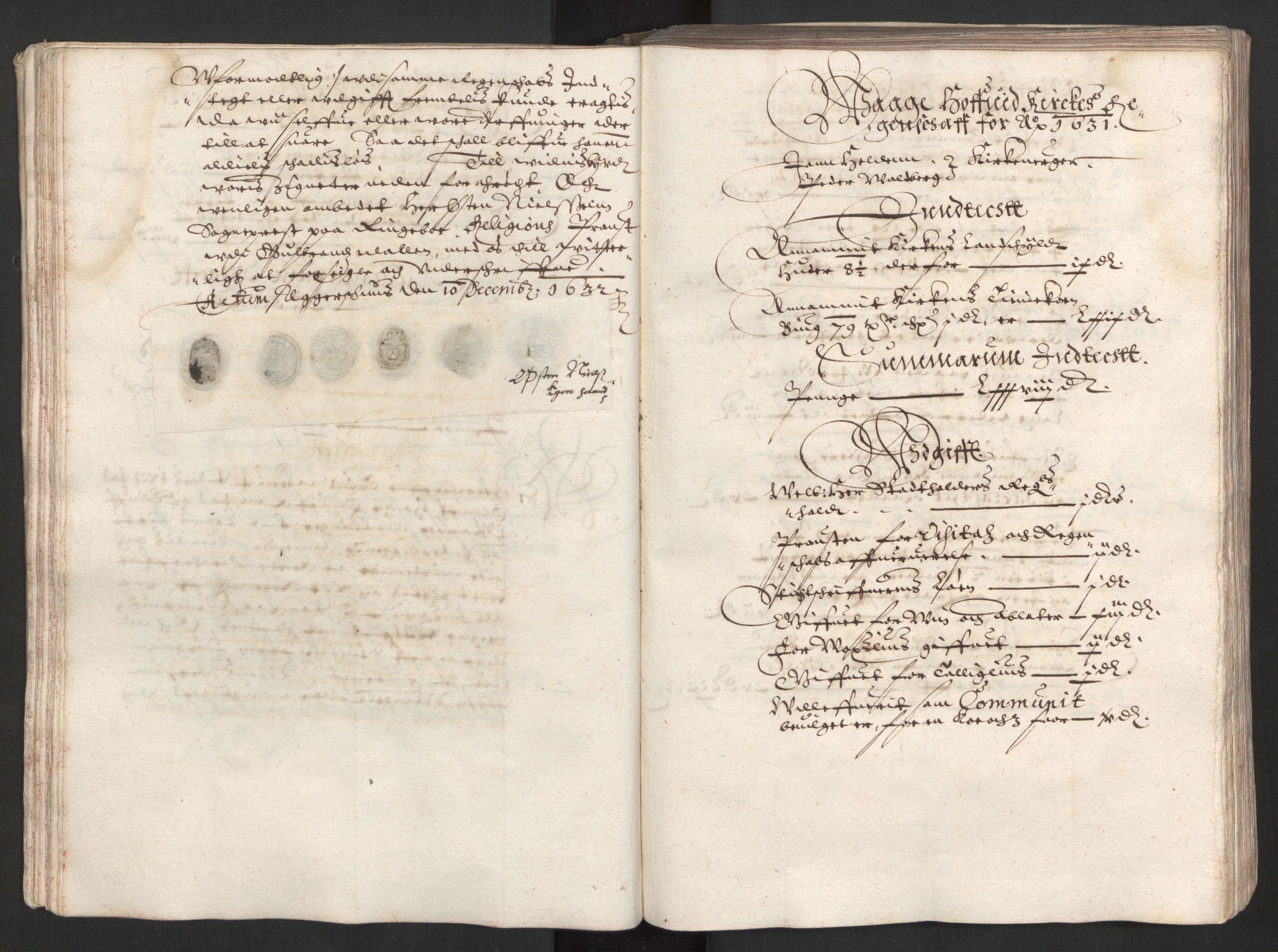 Rentekammeret inntil 1814, Reviderte regnskaper, Kirkeregnskap, AV/RA-EA-4067/Ra/L0009/0001: Kirkeregnskap / Akershus len. Numedal også for 1632., 1631-1632