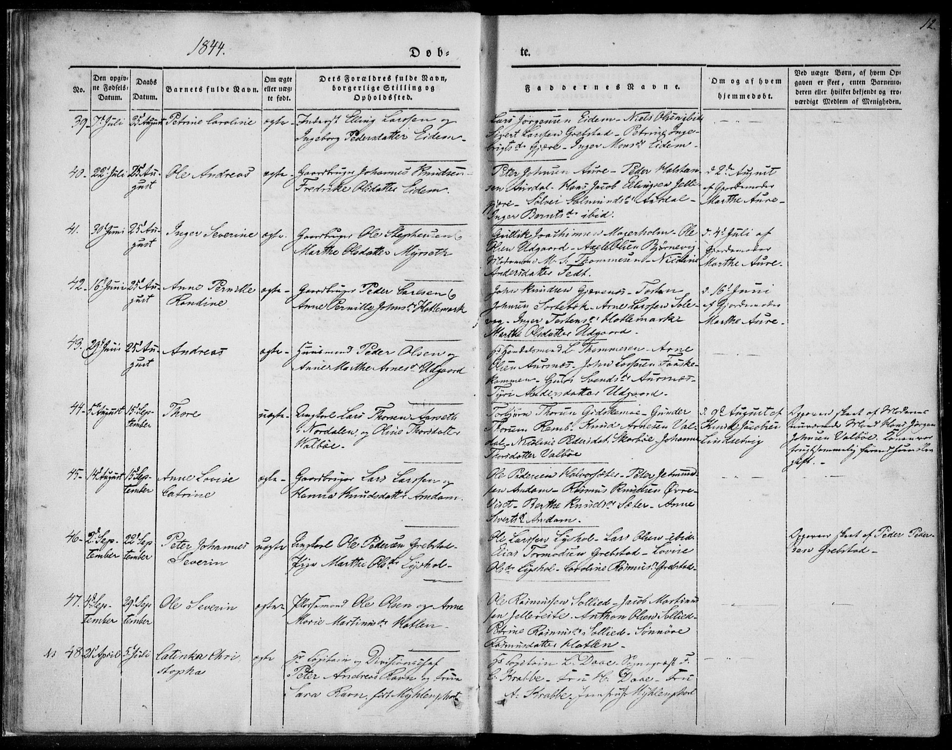 Ministerialprotokoller, klokkerbøker og fødselsregistre - Møre og Romsdal, AV/SAT-A-1454/522/L0312: Ministerialbok nr. 522A07, 1843-1851, s. 12