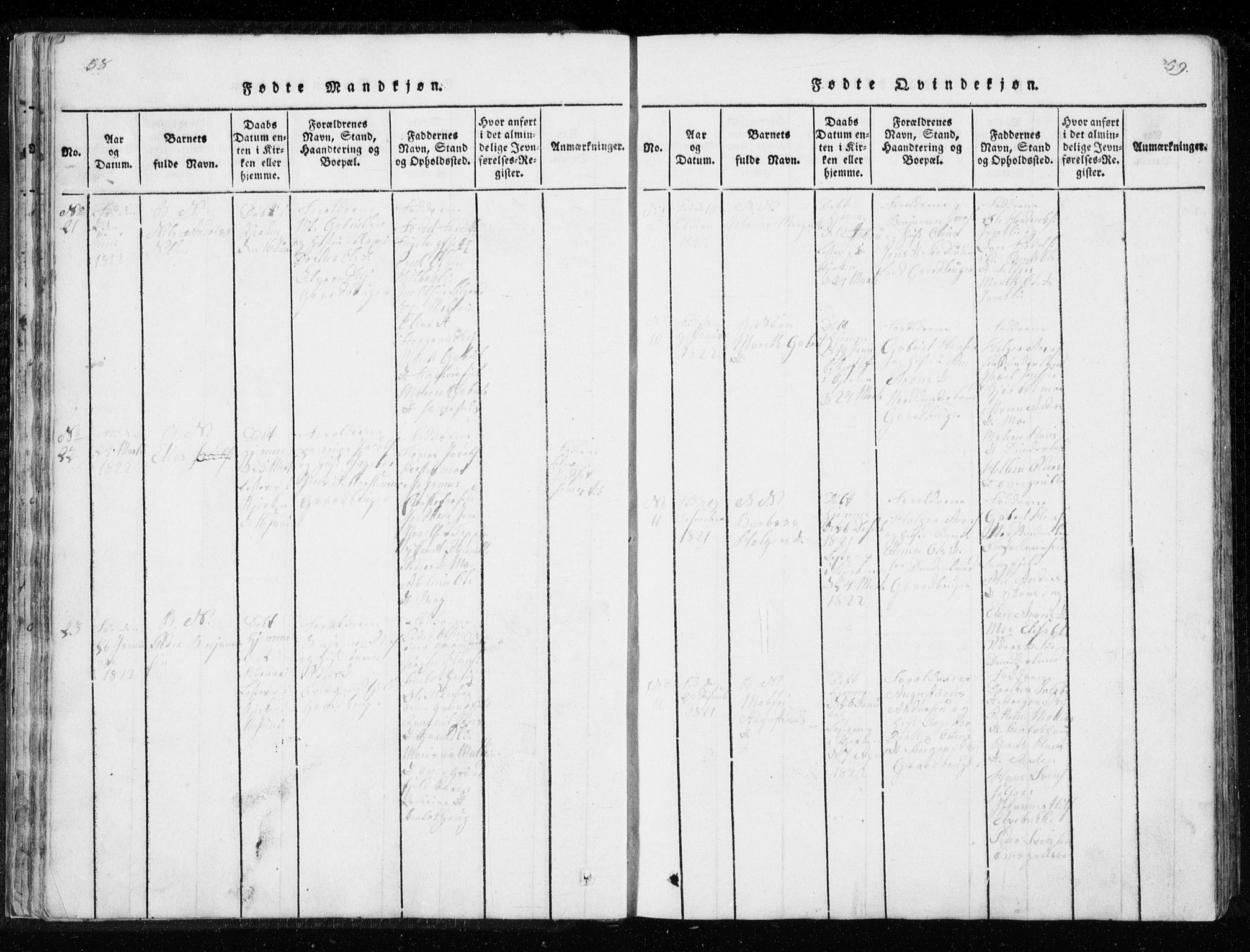 Ministerialprotokoller, klokkerbøker og fødselsregistre - Nordland, AV/SAT-A-1459/827/L0412: Klokkerbok nr. 827C01, 1820-1841, s. 58-59