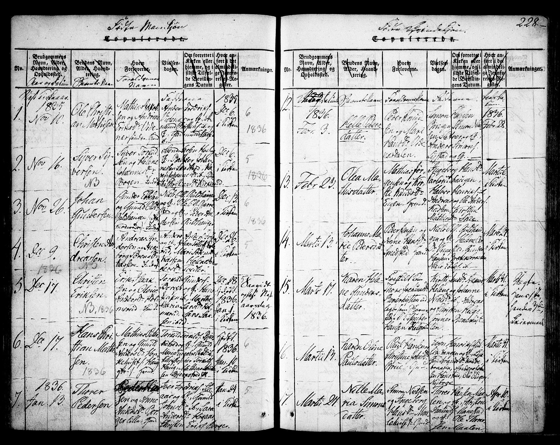 Skiptvet prestekontor Kirkebøker, AV/SAO-A-20009/F/Fa/L0005: Ministerialbok nr. 5, 1814-1838, s. 228
