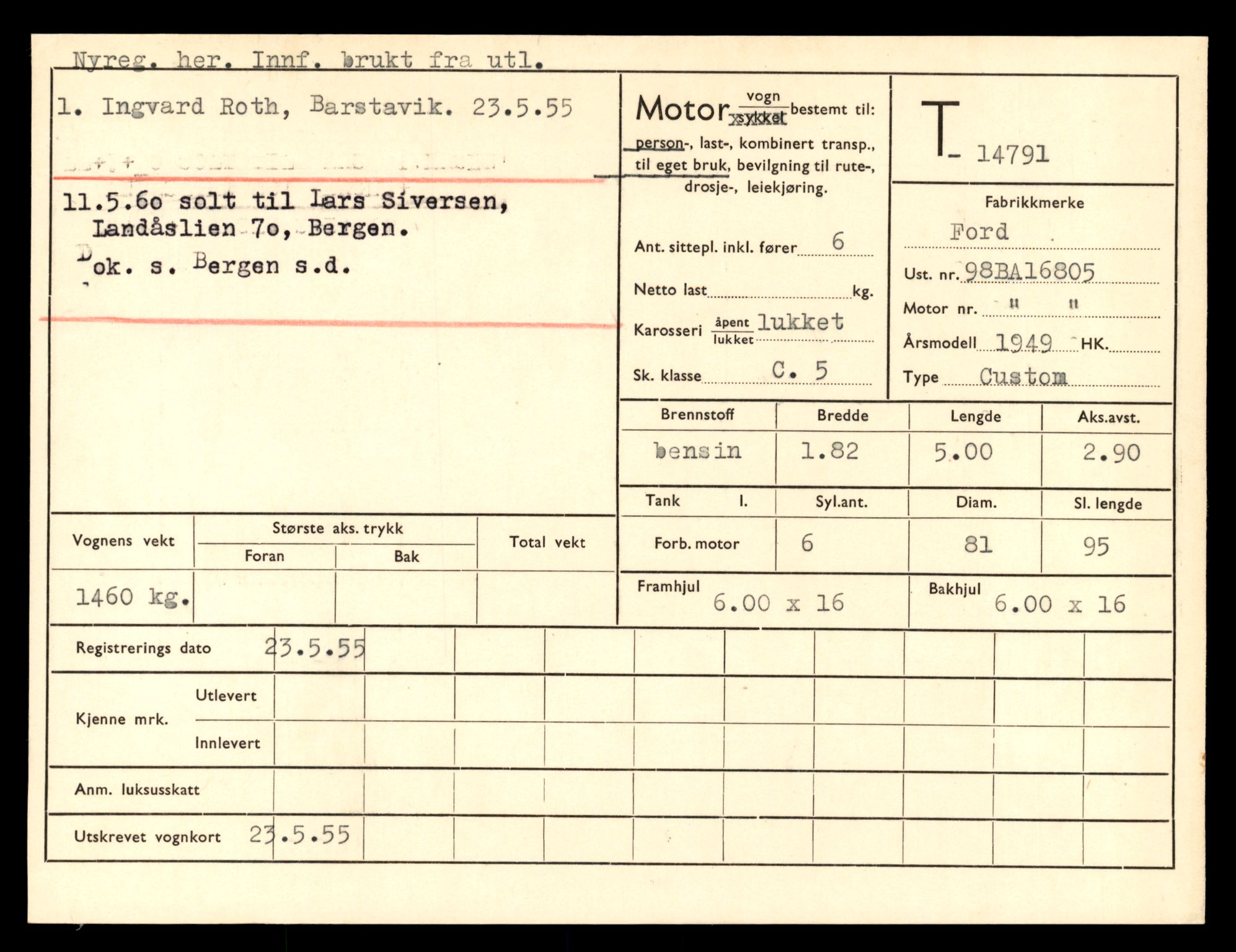 Møre og Romsdal vegkontor - Ålesund trafikkstasjon, AV/SAT-A-4099/F/Fe/L0048: Registreringskort for kjøretøy T 14721 - T 14863, 1927-1998, s. 1471