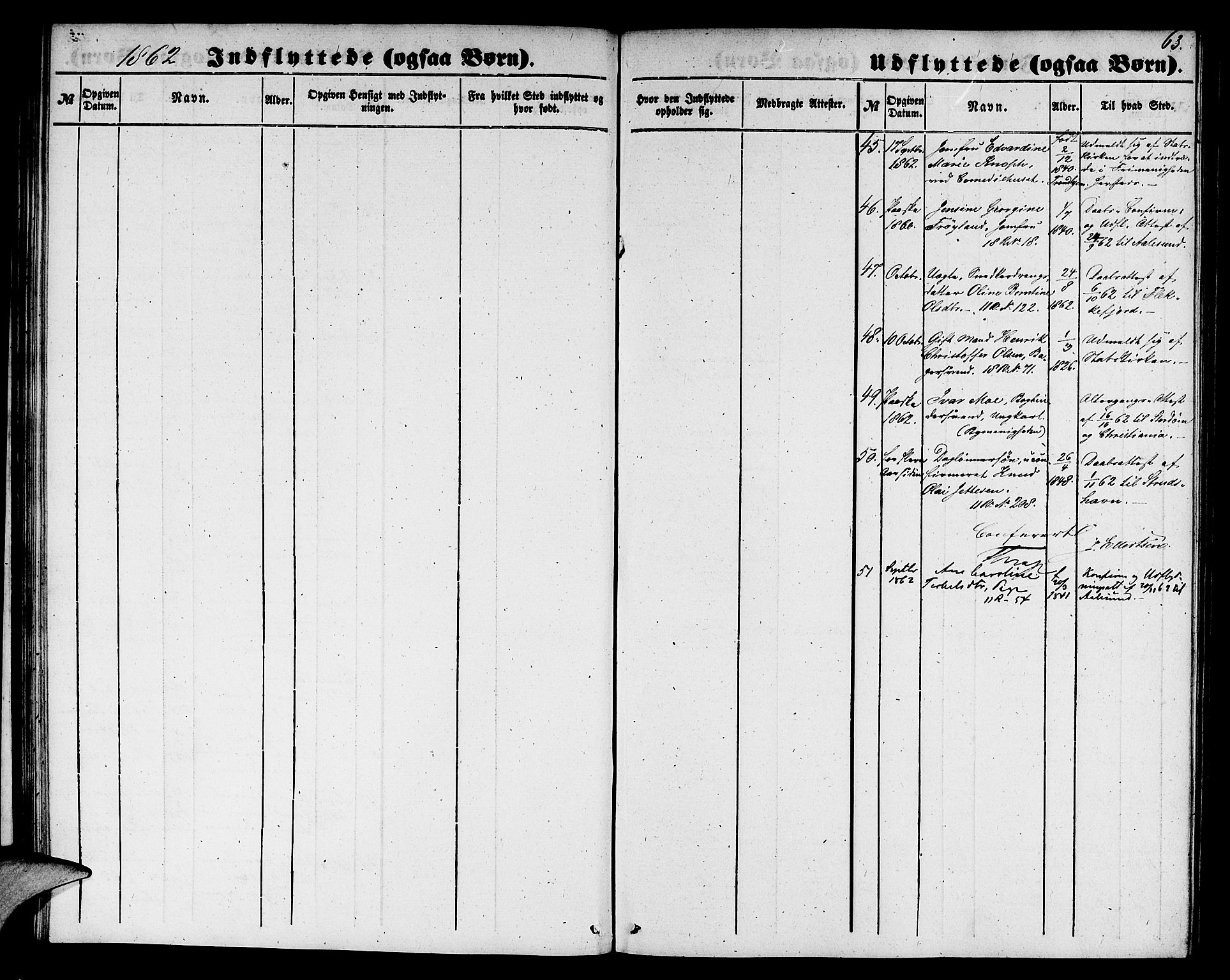 Domkirken sokneprestembete, SAB/A-74801/H/Hab/L0044: Klokkerbok nr. F 1, 1856-1879, s. 63