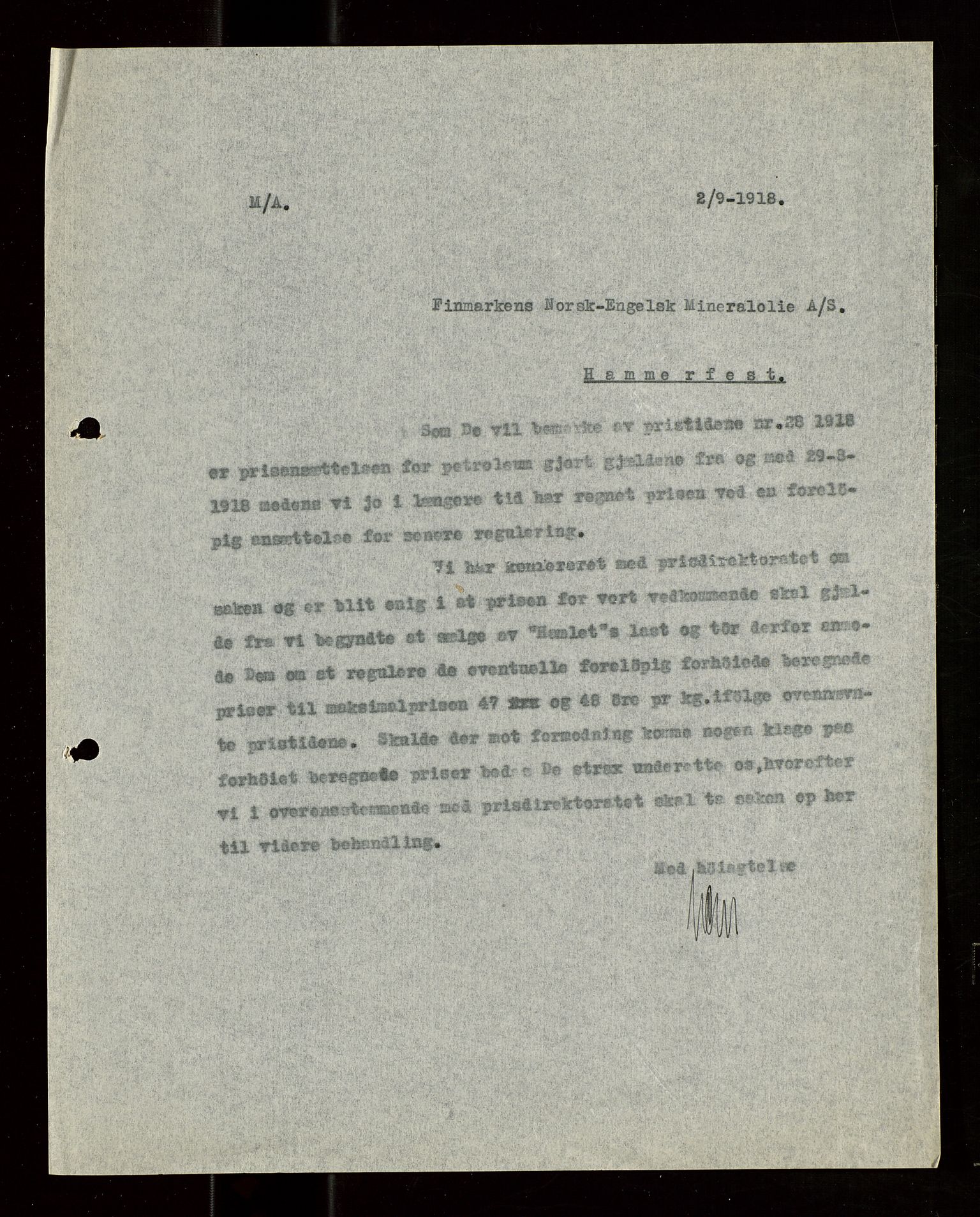 Pa 1521 - A/S Norske Shell, AV/SAST-A-101915/E/Ea/Eaa/L0021: Sjefskorrespondanse, 1918, s. 251