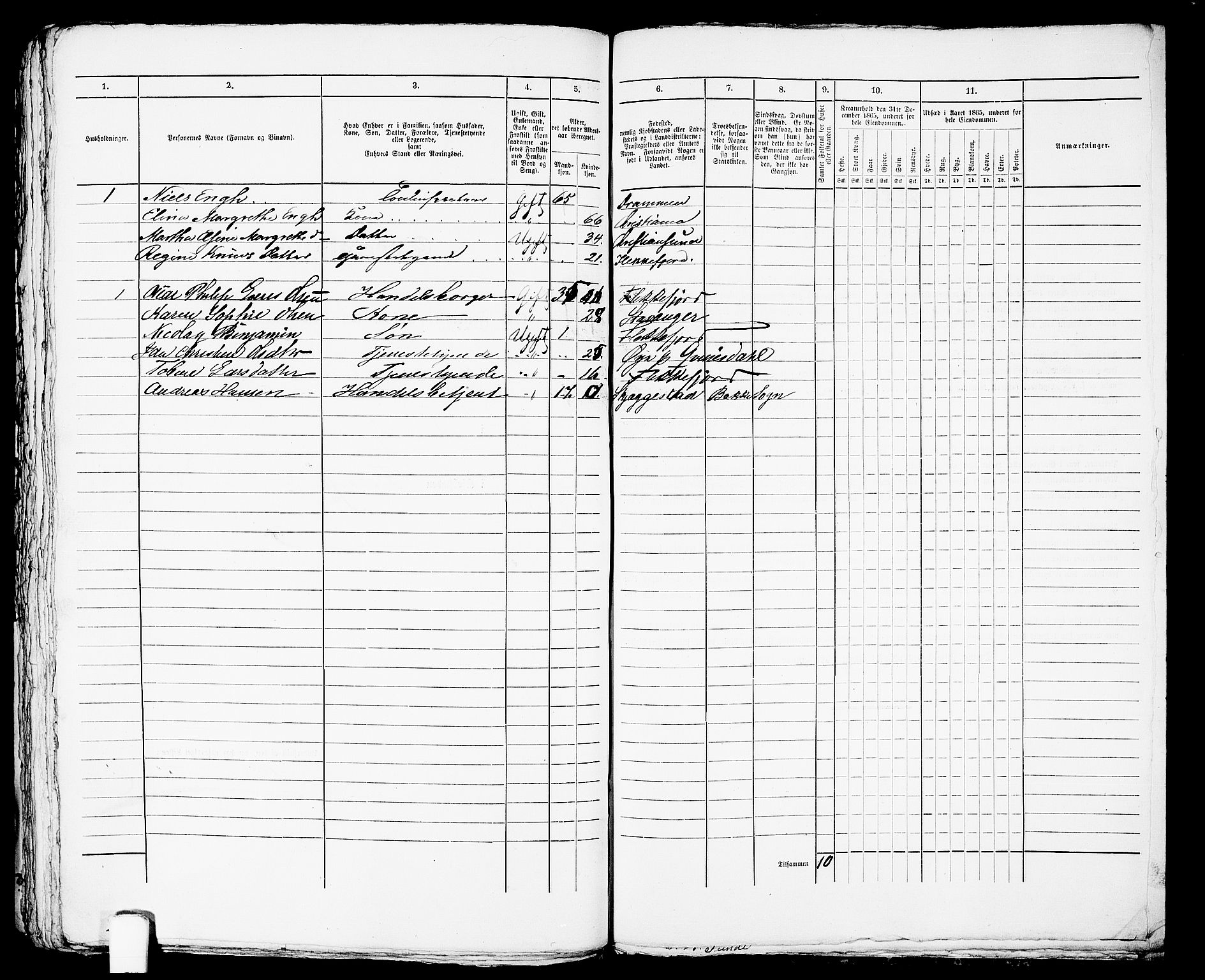 RA, Folketelling 1865 for 1004B Flekkefjord prestegjeld, Flekkefjord kjøpstad, 1865, s. 499