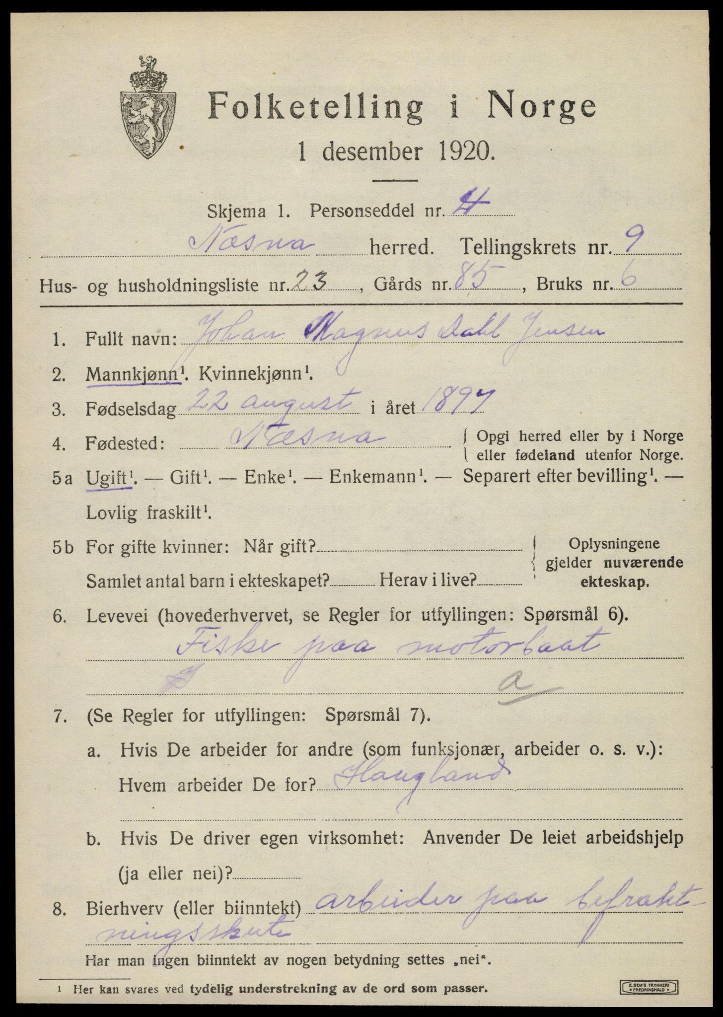 SAT, Folketelling 1920 for 1828 Nesna herred, 1920, s. 7565