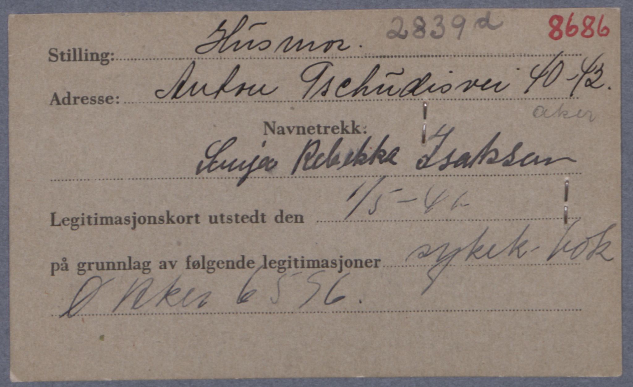 Sosialdepartementet, Våre Falne, AV/RA-S-1708/E/Ee/Eea/L0021A: Legitimasjonskort med fotografier for jøder, 1941-1942, s. 170