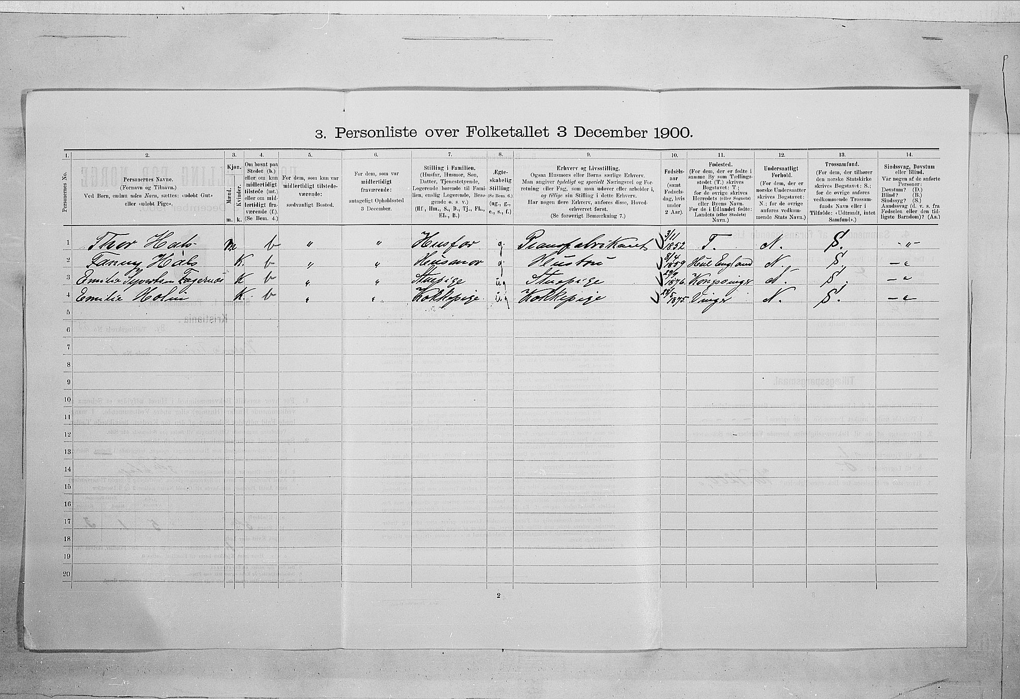 SAO, Folketelling 1900 for 0301 Kristiania kjøpstad, 1900, s. 112720