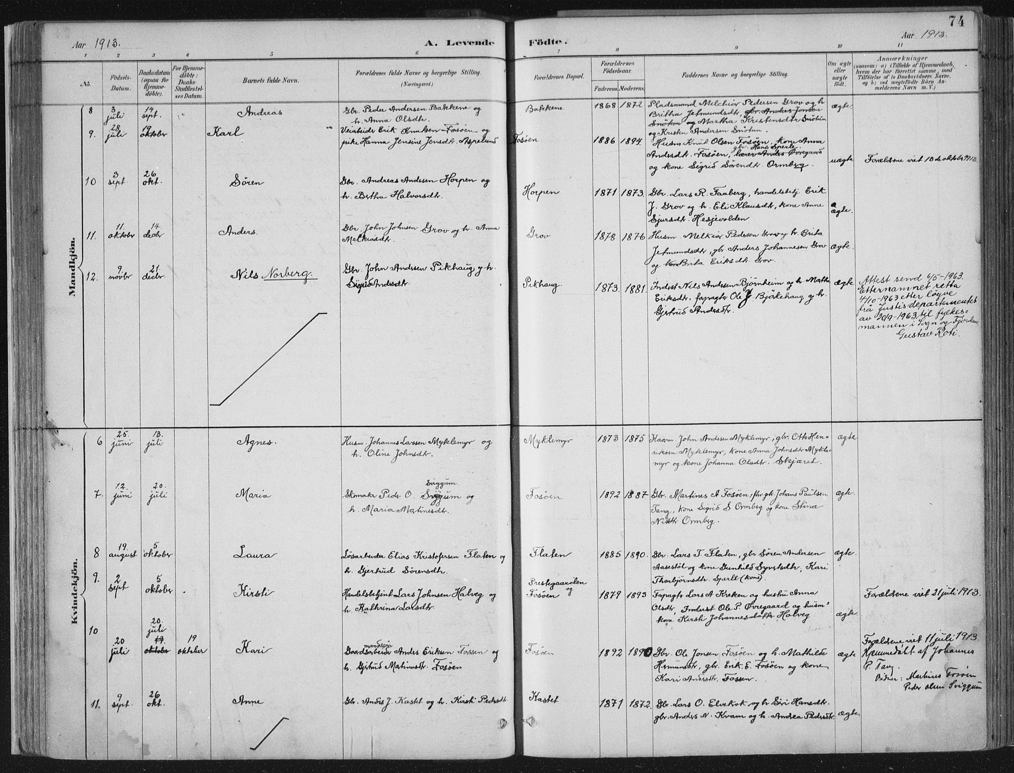 Jostedal sokneprestembete, AV/SAB-A-80601/H/Haa/Haab/L0001: Ministerialbok nr. B 1, 1887-1914, s. 74