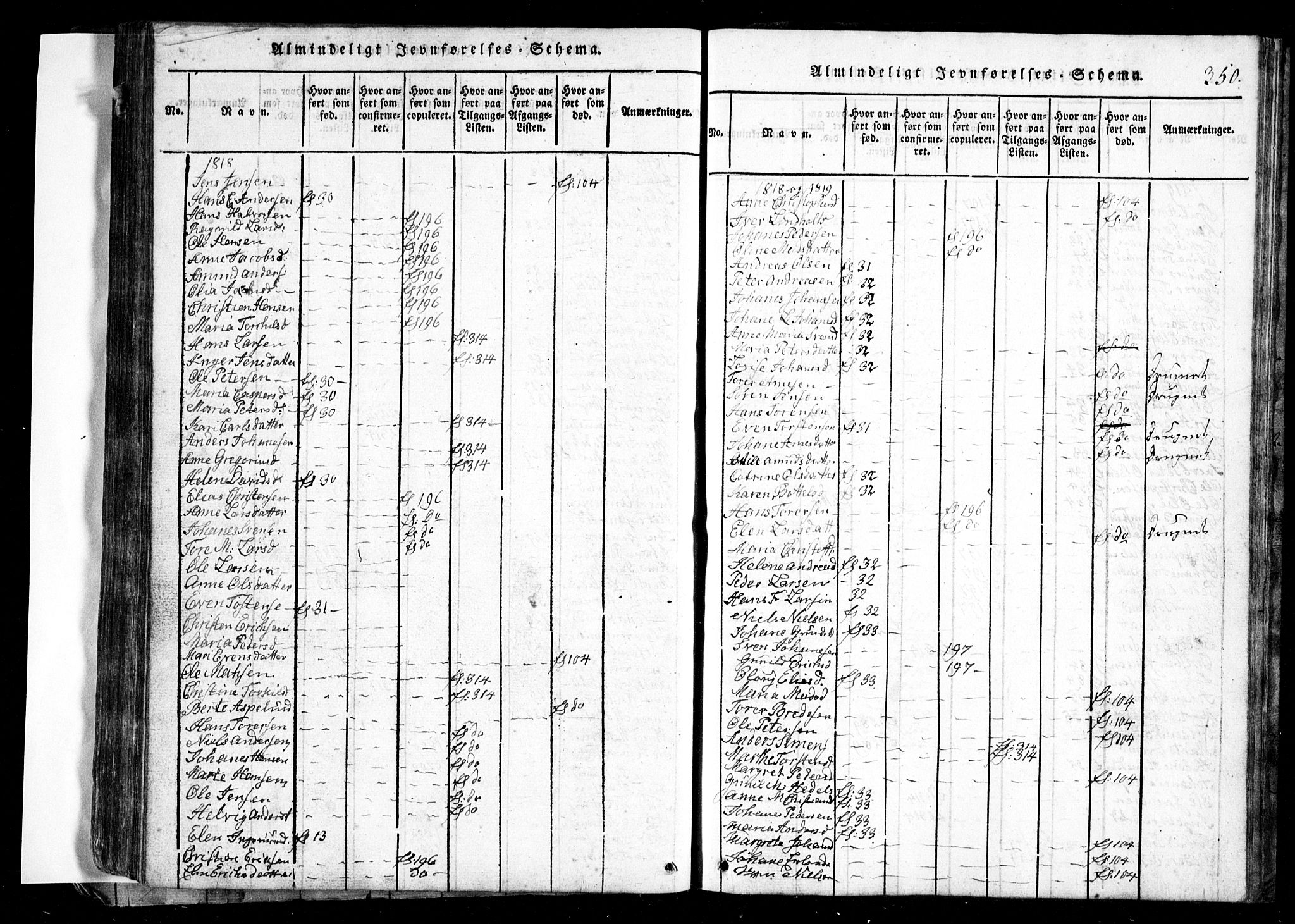 Spydeberg prestekontor Kirkebøker, SAO/A-10924/G/Ga/L0001: Klokkerbok nr. I 1, 1814-1868, s. 350