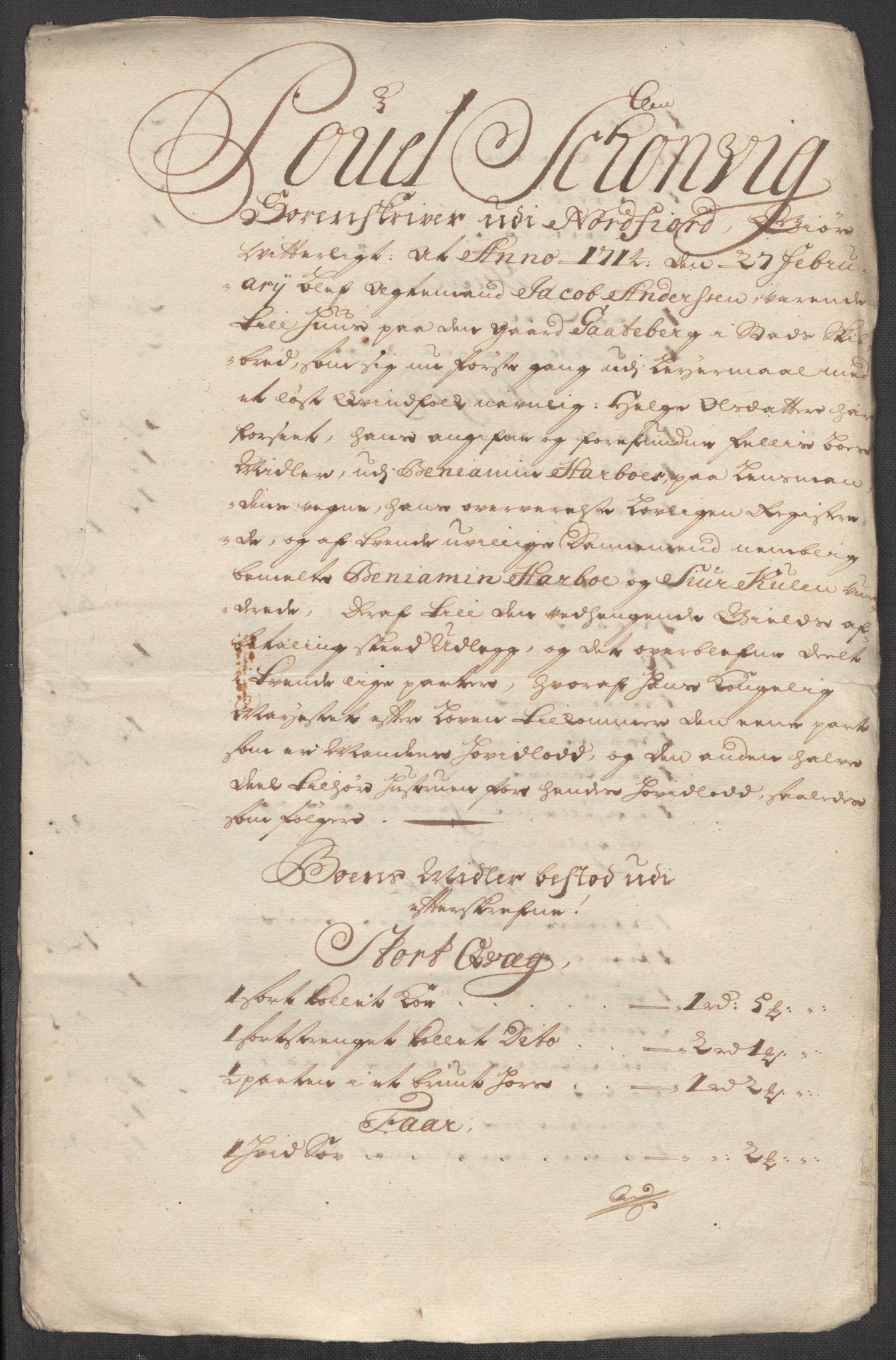 Rentekammeret inntil 1814, Reviderte regnskaper, Fogderegnskap, AV/RA-EA-4092/R53/L3438: Fogderegnskap Sunn- og Nordfjord, 1714, s. 321