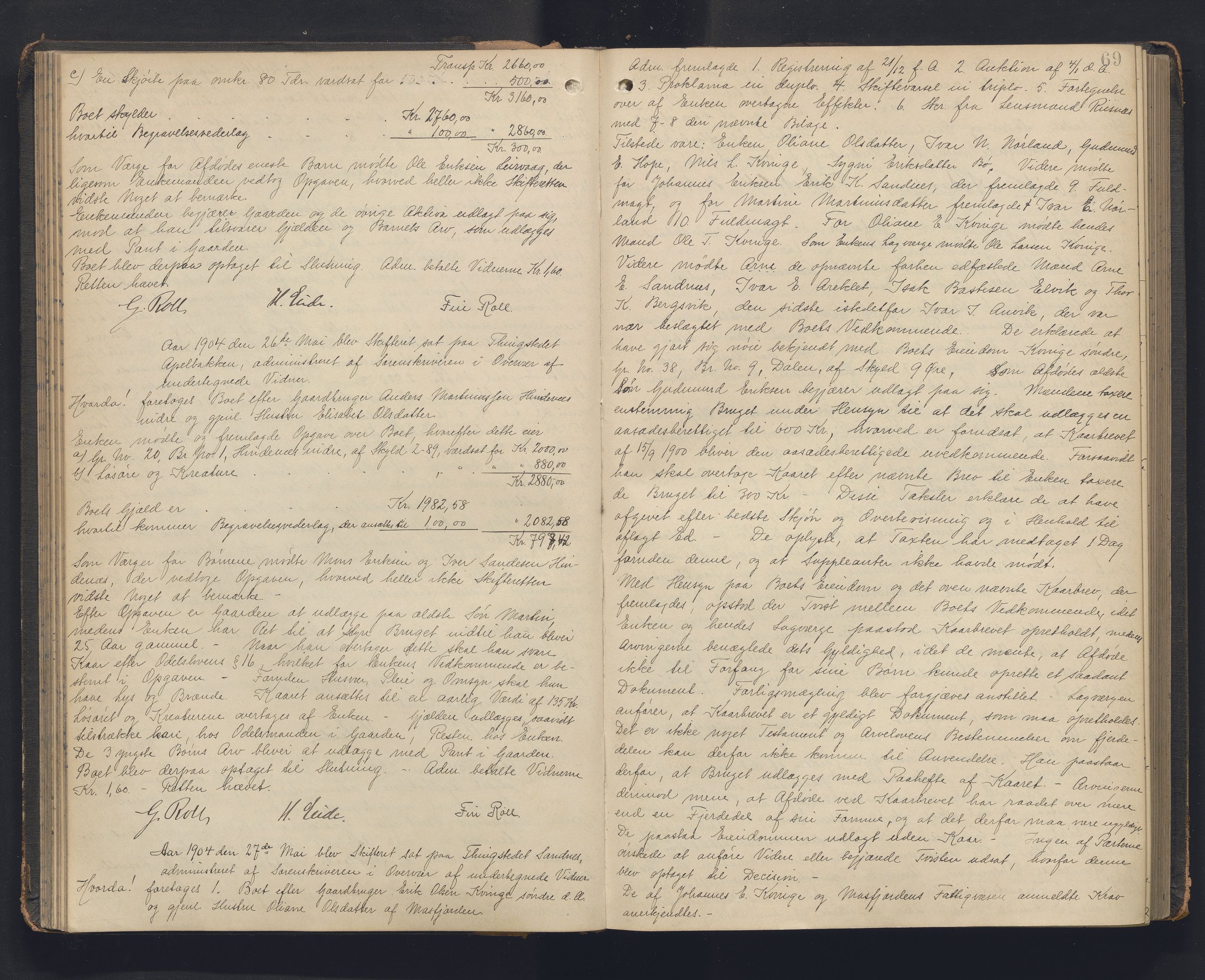 Nordhordland sorenskrivar, AV/SAB-A-2901/1/H/Hc/L0005: Skifteforhandlingsprotokollar, 1902-1911, s. 69