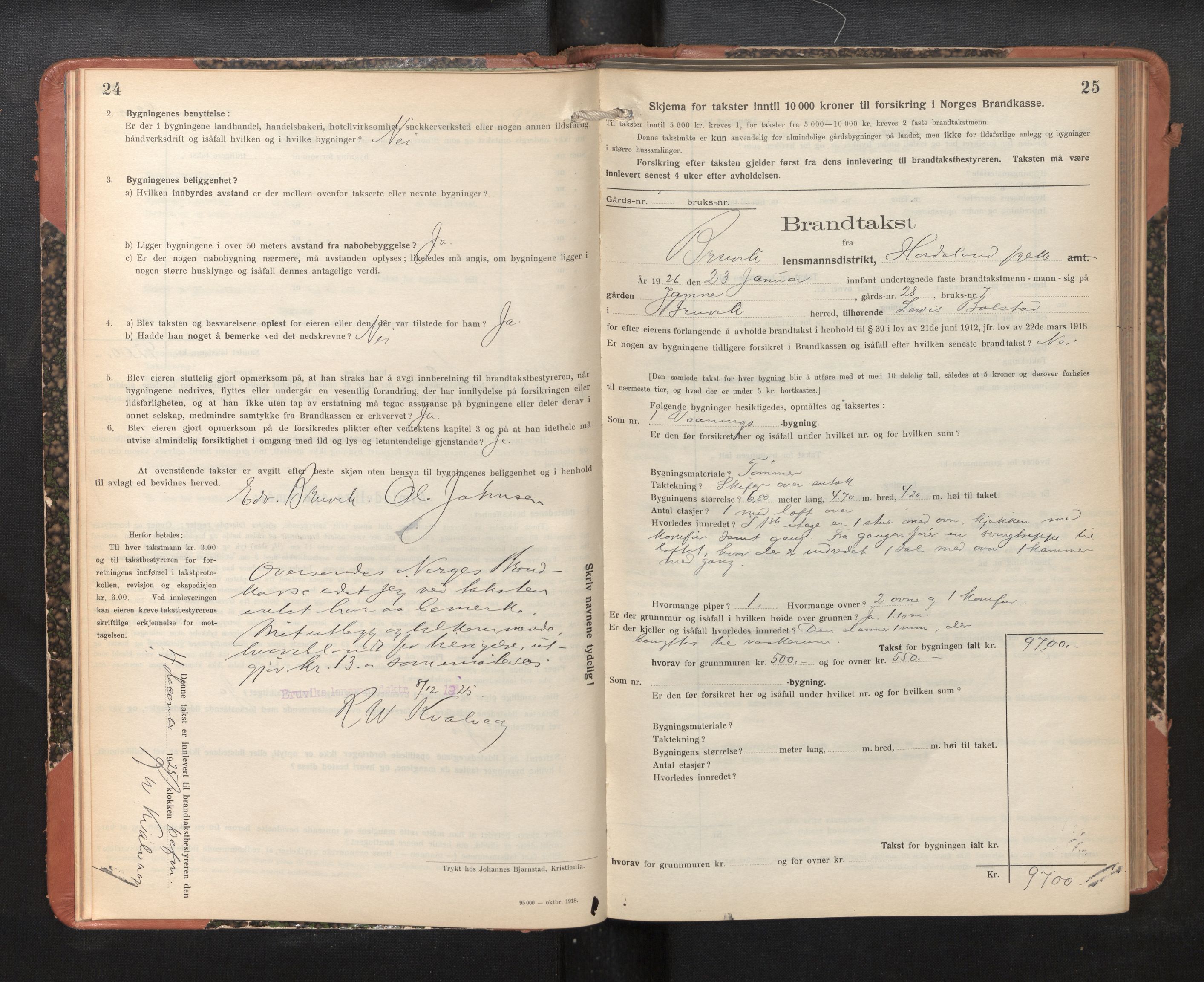 Lensmannen i Bruvik, SAB/A-31301/0012/L0010: Branntakstprotokoll, skjematakst, 1925-1936, s. 24-25