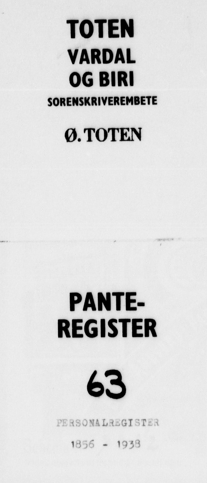 Toten tingrett, SAH/TING-006/H/Ha/Haa/L0063: Panteregister nr. 63, 1856-1938