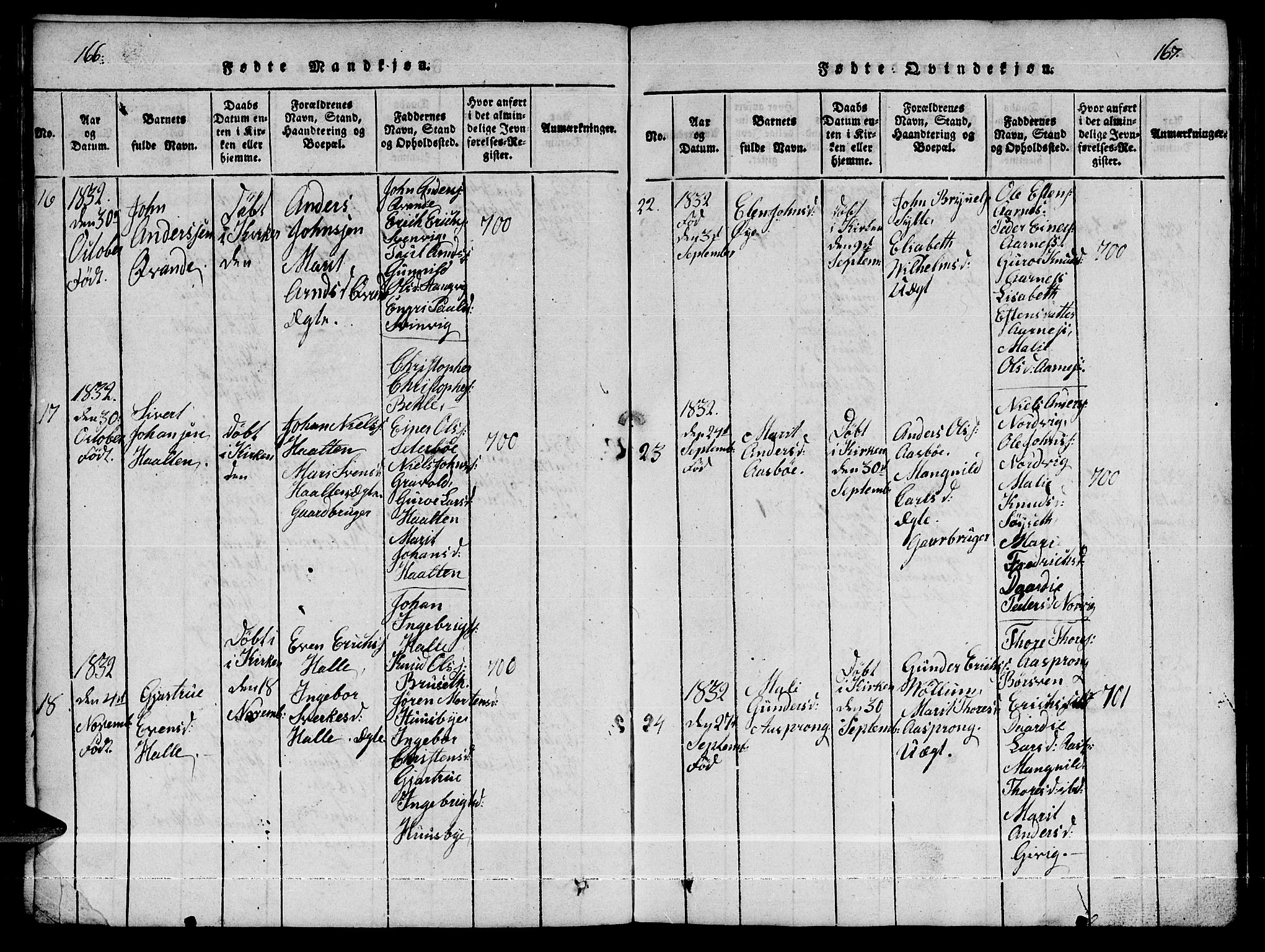 Ministerialprotokoller, klokkerbøker og fødselsregistre - Møre og Romsdal, AV/SAT-A-1454/592/L1031: Klokkerbok nr. 592C01, 1820-1833, s. 166-167