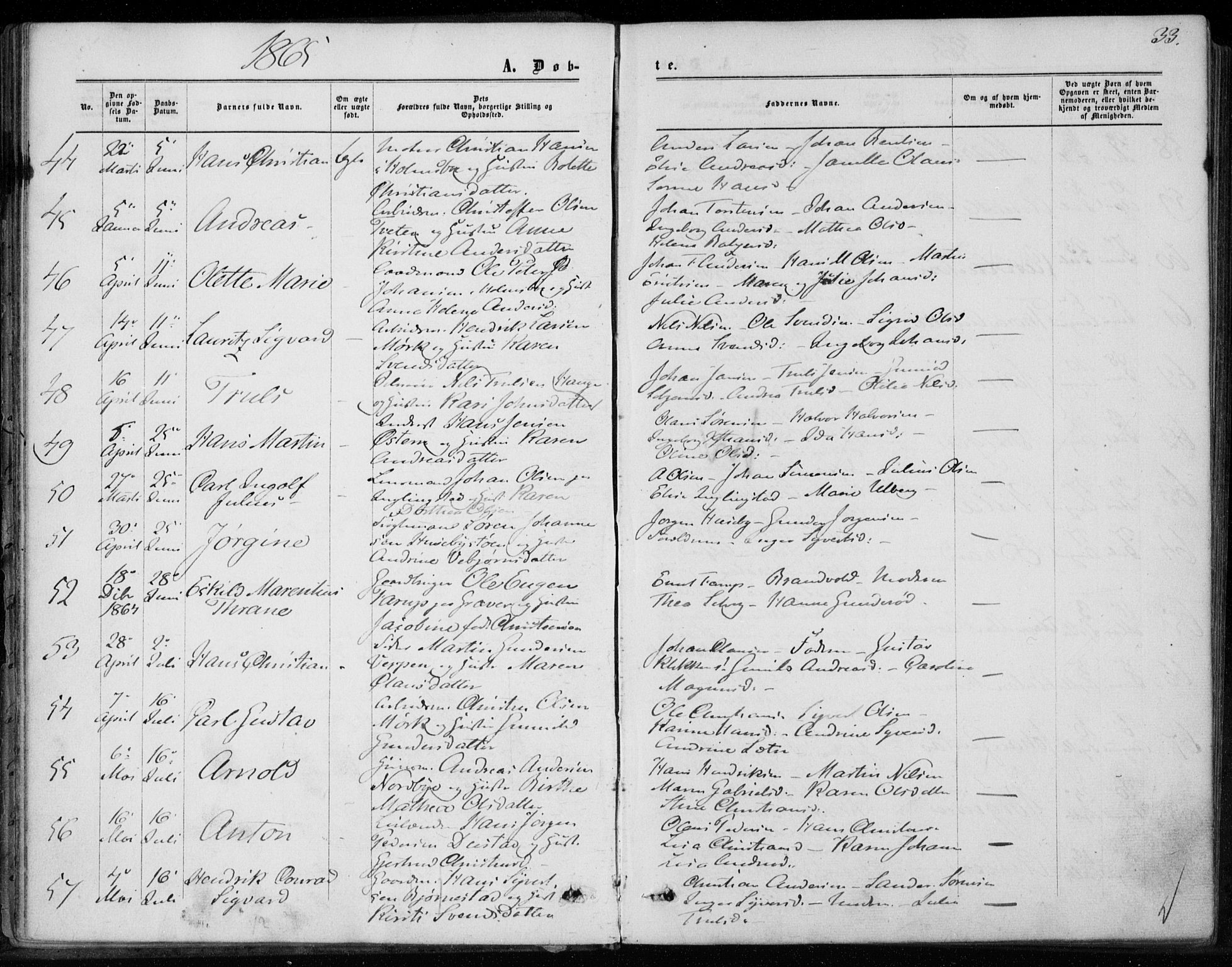 Hurum kirkebøker, AV/SAKO-A-229/F/Fa/L0012: Ministerialbok nr. 12, 1861-1875, s. 33
