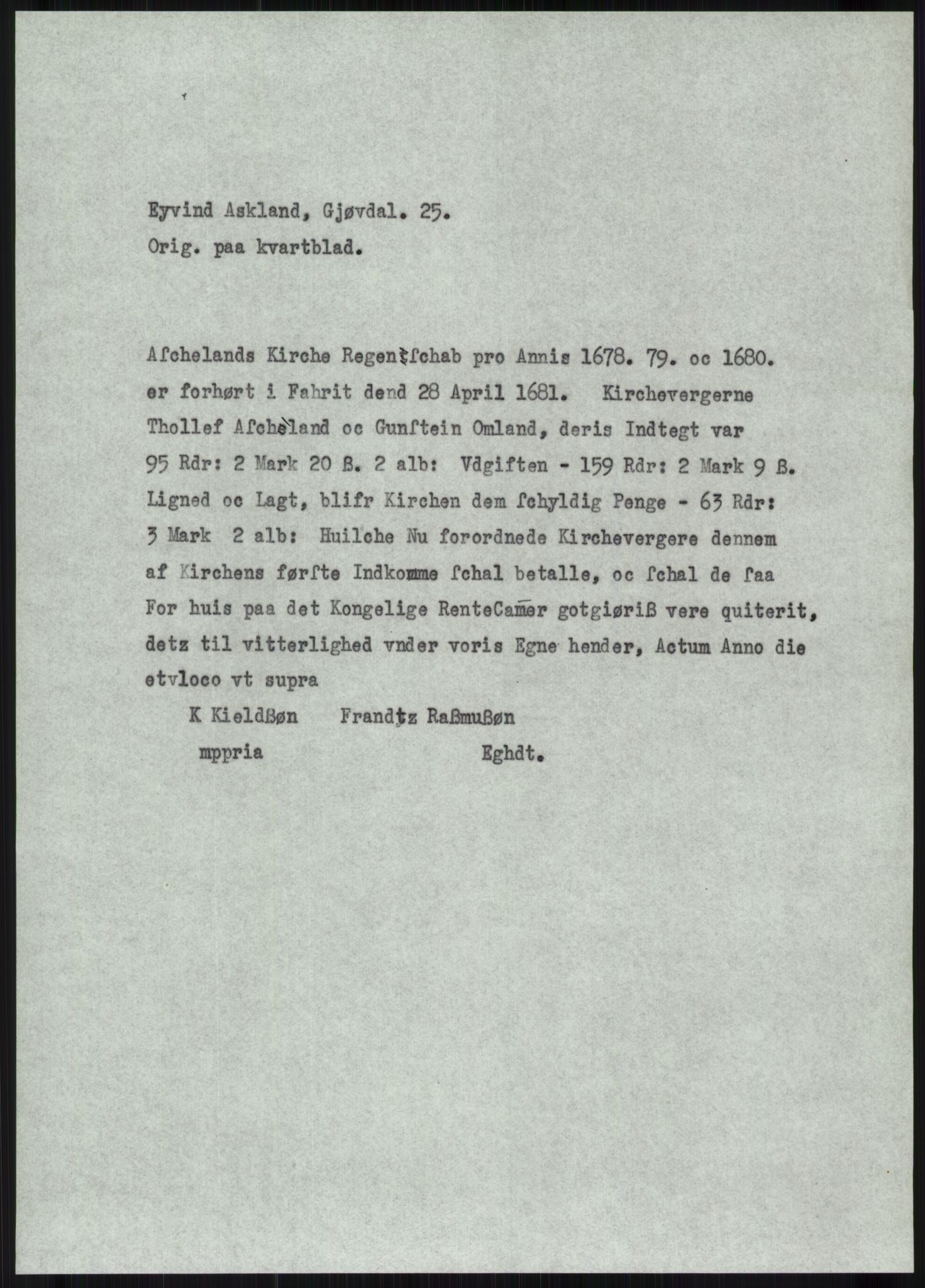 Samlinger til kildeutgivelse, Diplomavskriftsamlingen, RA/EA-4053/H/Ha, s. 285