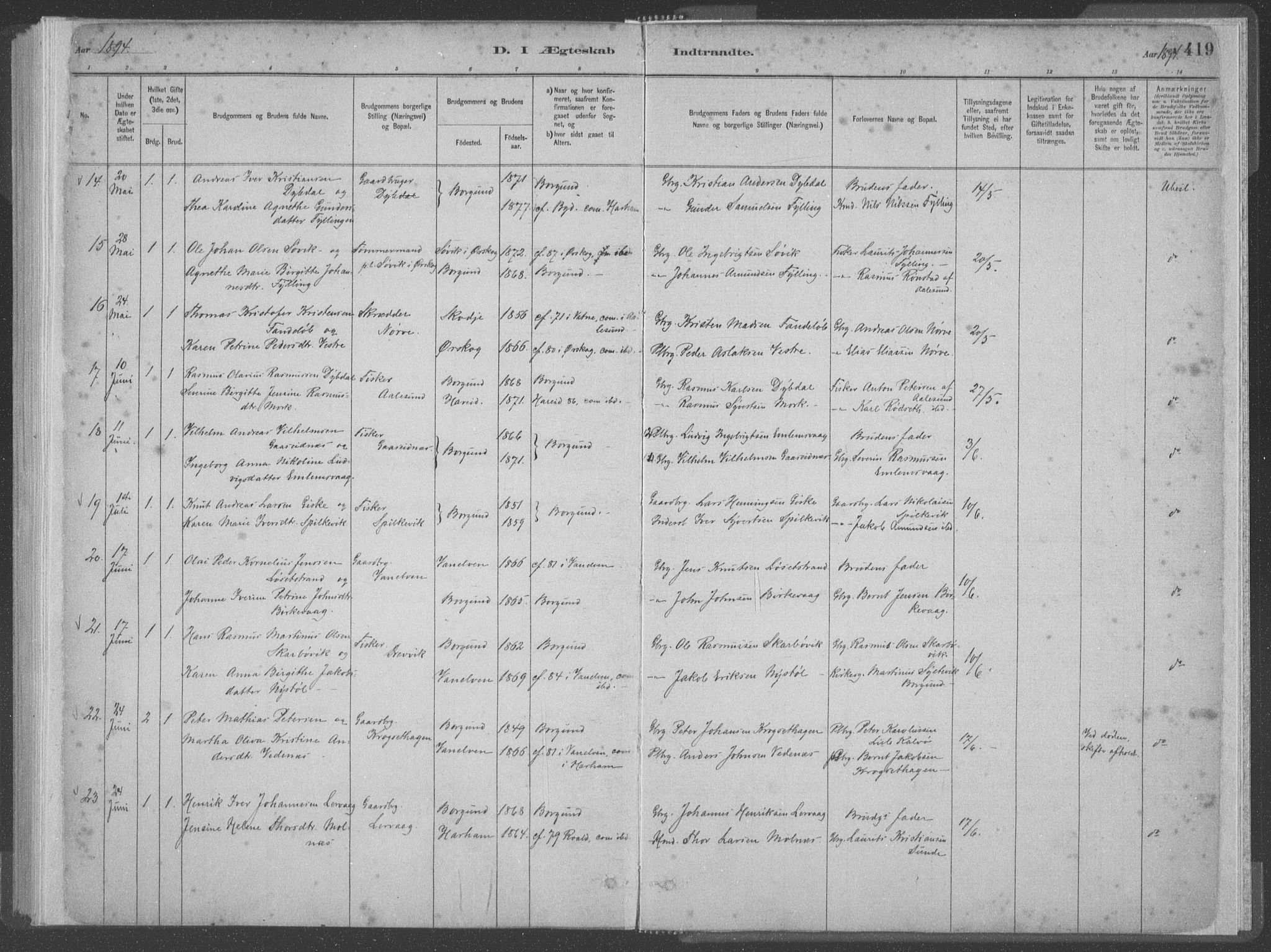 Ministerialprotokoller, klokkerbøker og fødselsregistre - Møre og Romsdal, SAT/A-1454/528/L0402: Ministerialbok nr. 528A12II, 1880-1903, s. 419