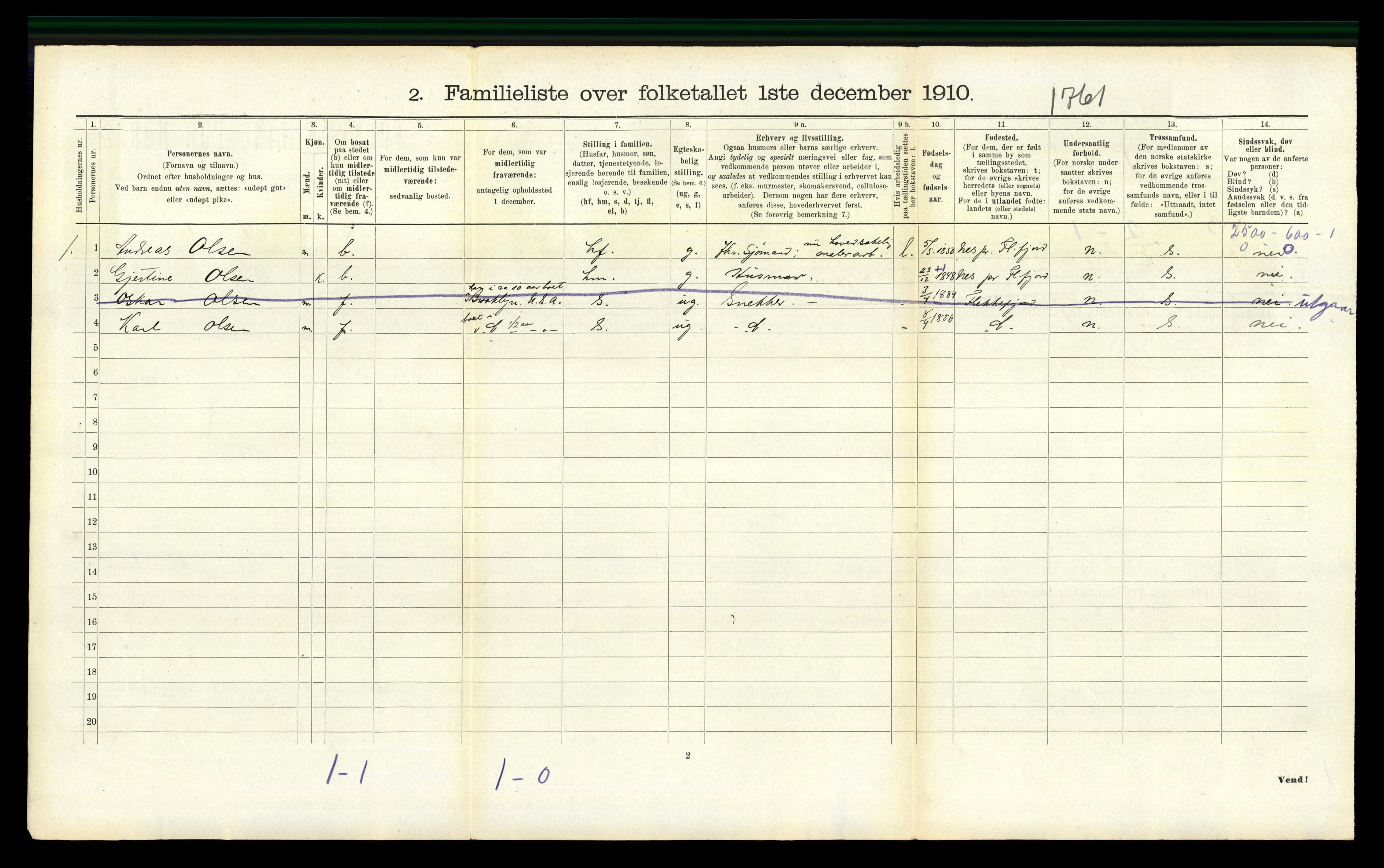 RA, Folketelling 1910 for 1004 Flekkefjord kjøpstad, 1910, s. 1097