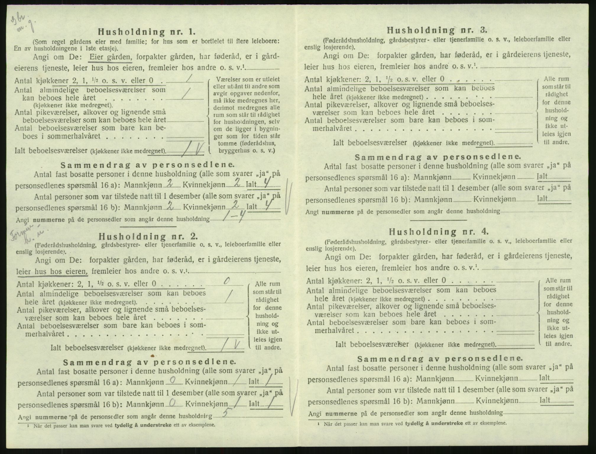 SAK, Folketelling 1920 for 0936 Hornnes herred, 1920, s. 278