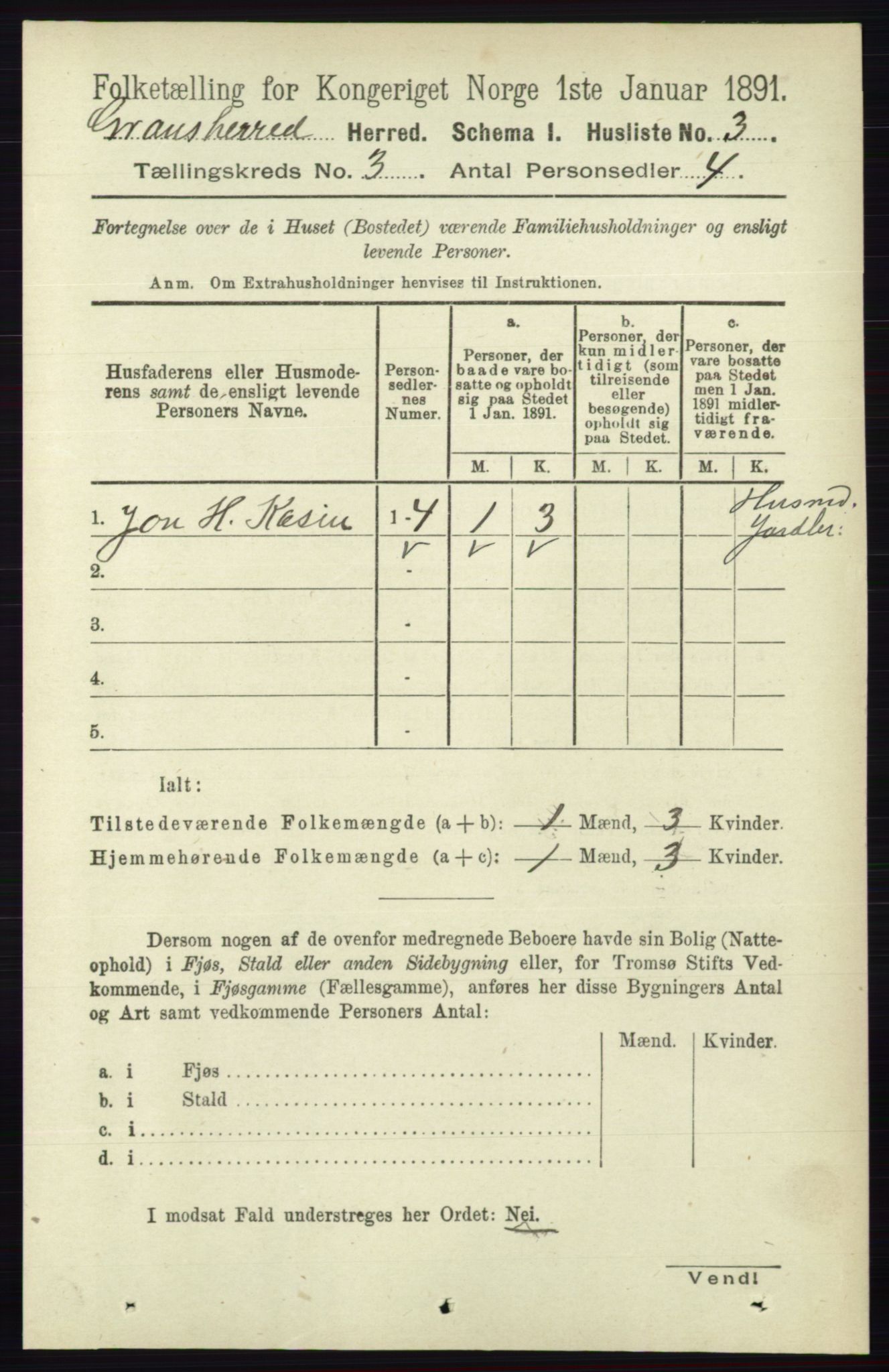 RA, Folketelling 1891 for 0824 Gransherad herred, 1891, s. 485