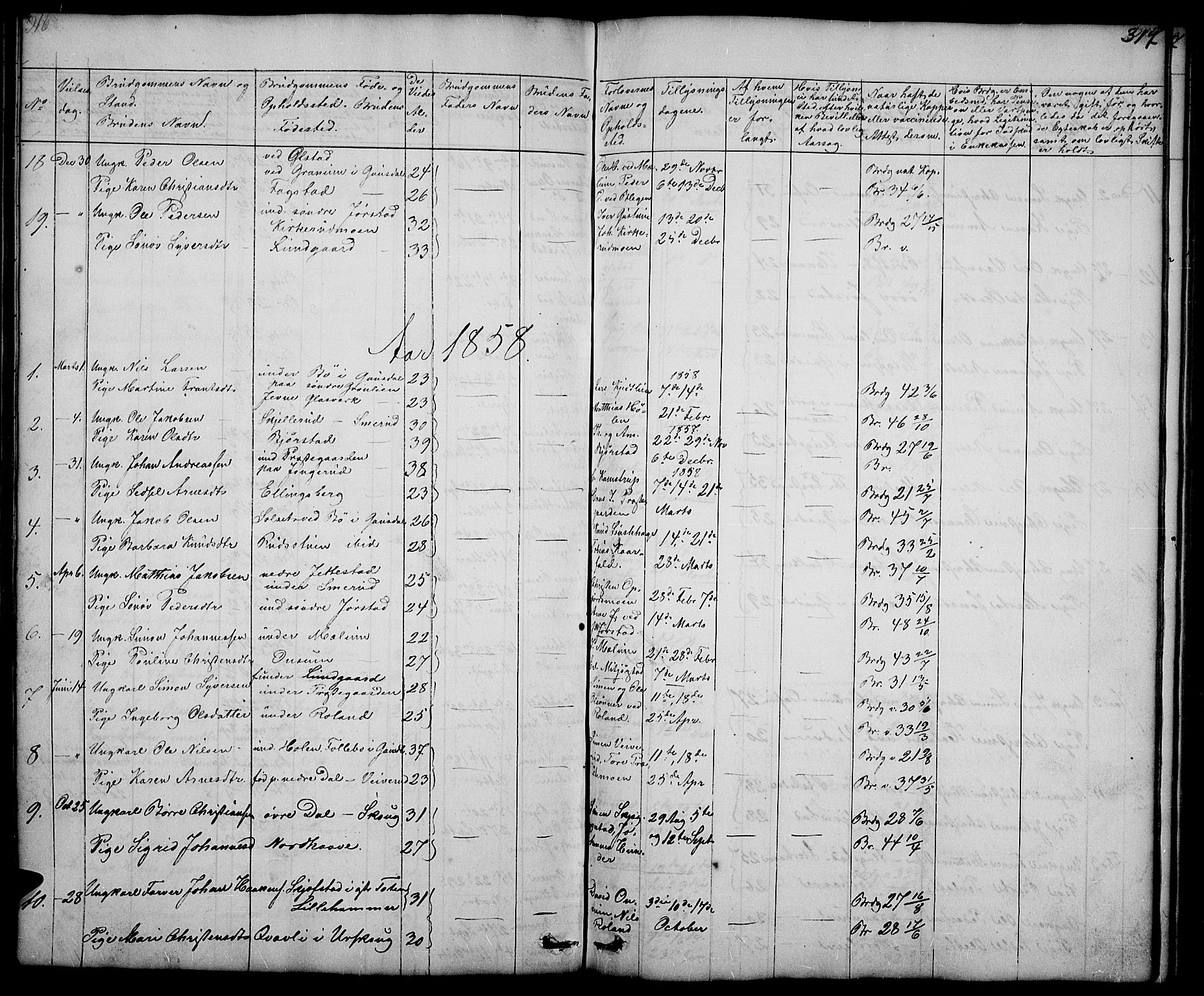 Fåberg prestekontor, AV/SAH-PREST-086/H/Ha/Hab/L0005: Klokkerbok nr. 5, 1837-1864, s. 316-317