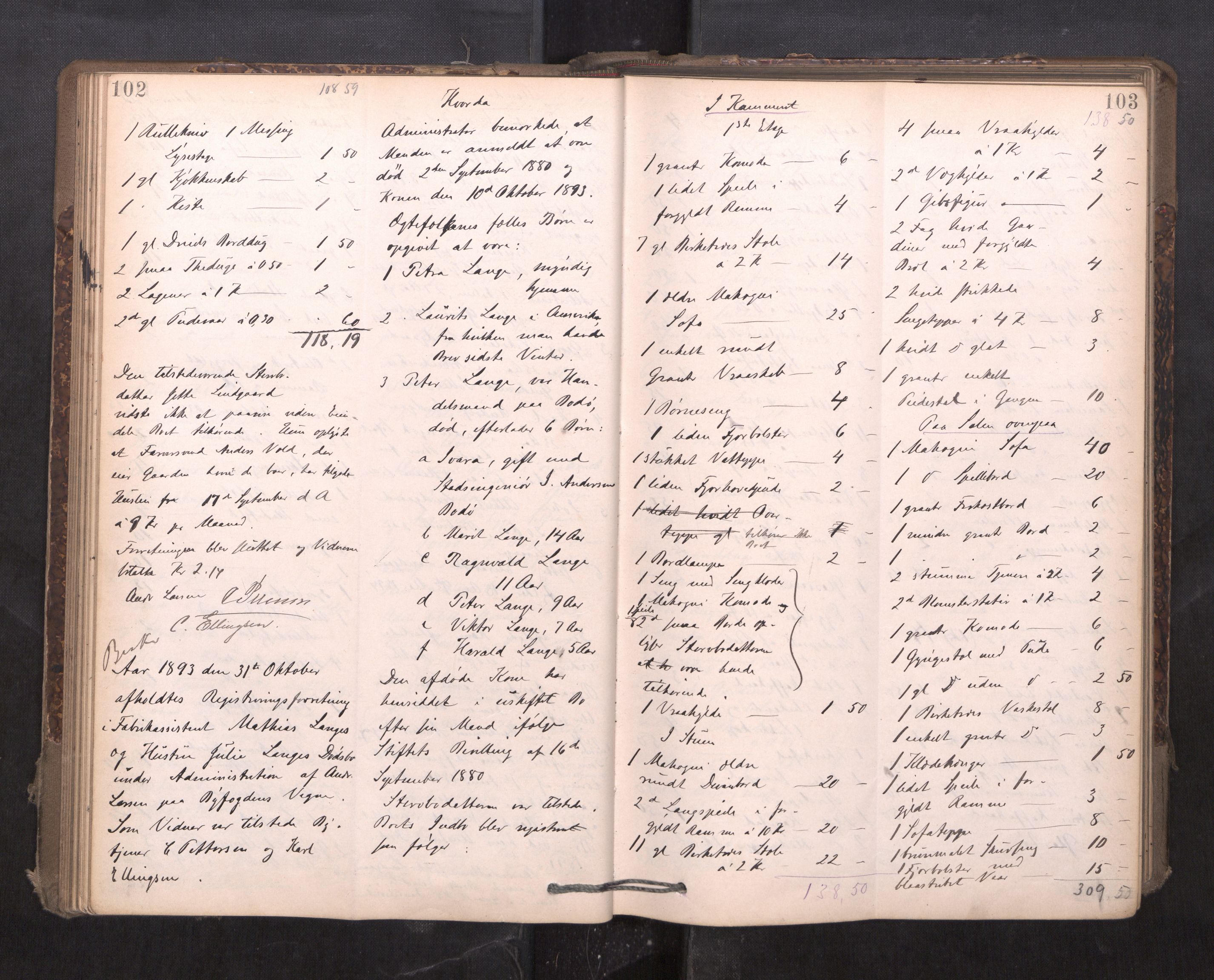 Trondheim byfogd, AV/SAT-A-0003/1/3/3C/L0015: Skifteregistreringsprotokoll - 24/2-21/3 (u/ register), 1893-1899, s. 102-103