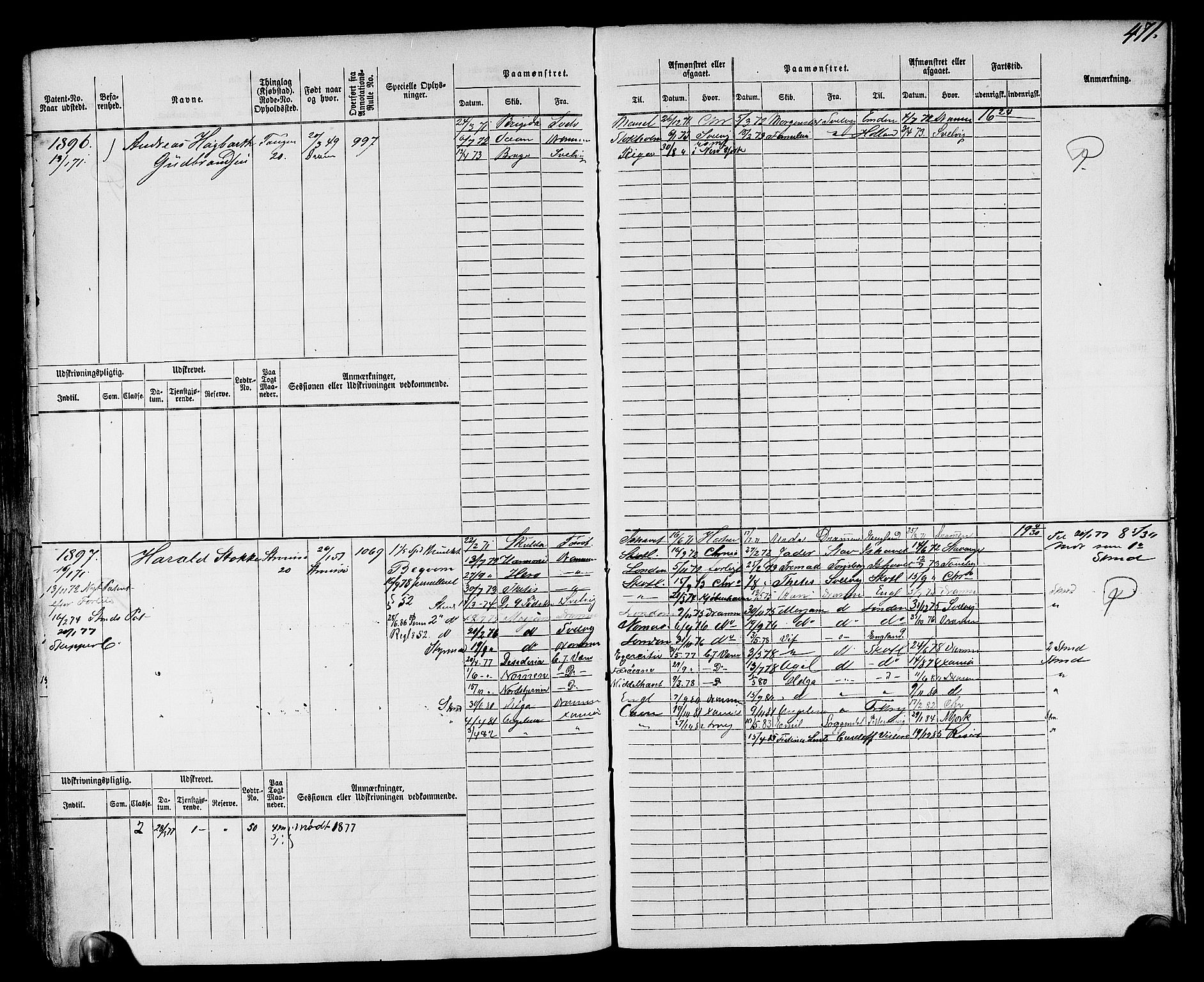 Drammen innrulleringsdistrikt, AV/SAKO-A-781/F/Fc/L0002: Hovedrulle, 1869, s. 484