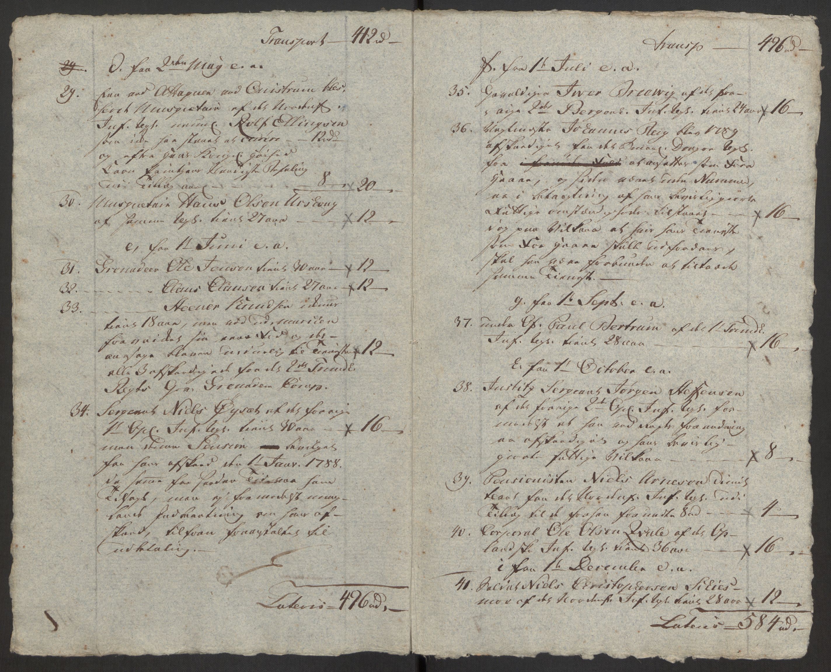 Forsvaret, Den norske kvesthuskasse/krigshospitalkasse, AV/RA-RAFA-1887/F/Fa/L0008: Konsepter, 1790-1793, s. 701