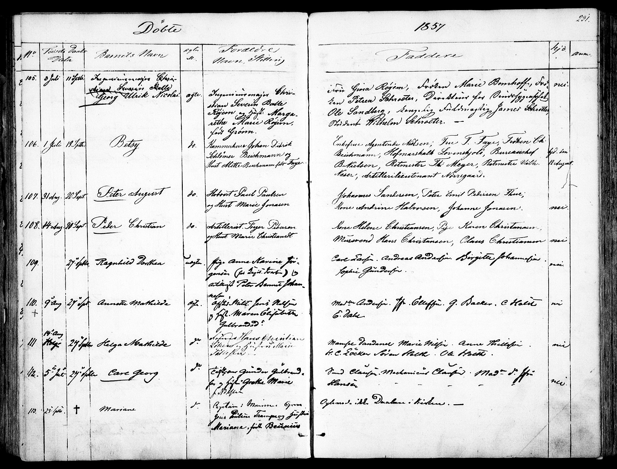 Garnisonsmenigheten Kirkebøker, AV/SAO-A-10846/F/Fa/L0008: Ministerialbok nr. 8, 1842-1859, s. 231