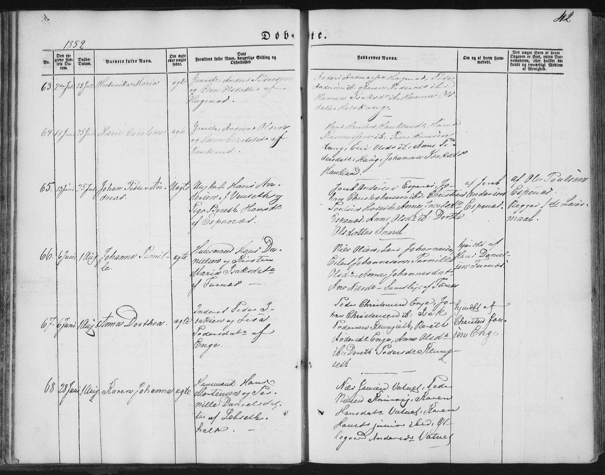 Ministerialprotokoller, klokkerbøker og fødselsregistre - Nordland, AV/SAT-A-1459/852/L0738: Ministerialbok nr. 852A08, 1849-1865, s. 42
